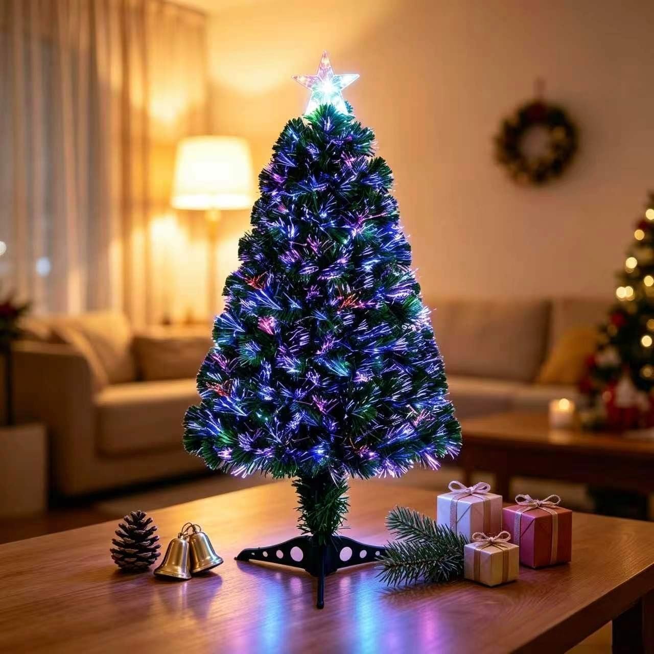VeryMerry Fibre Optic Pre-Lit Christmas Tree with Timer Lights - 3FT