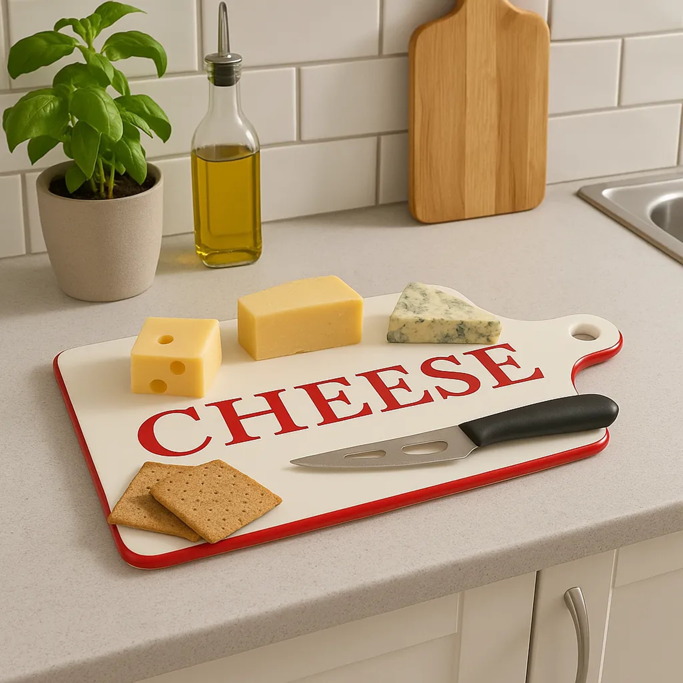 Orsina Hollywood Paddle Cheese Board - Cream and Red