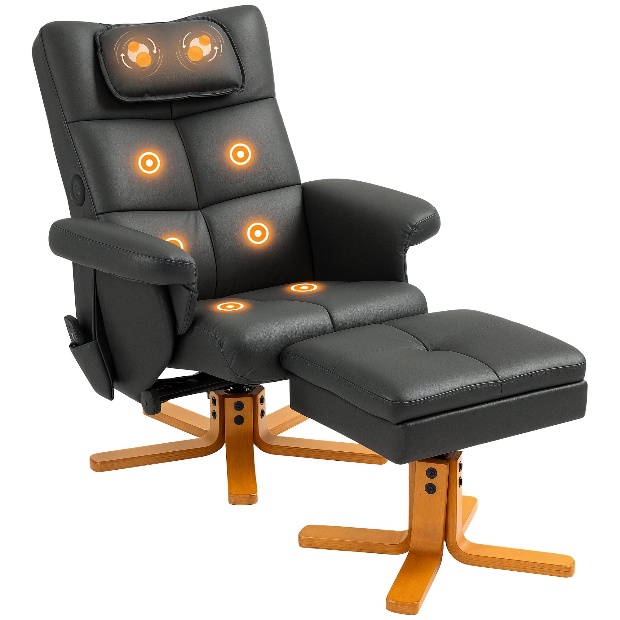HOMCOM Adjustable Massage Recliner Chair with Adjustable Backrest - Black