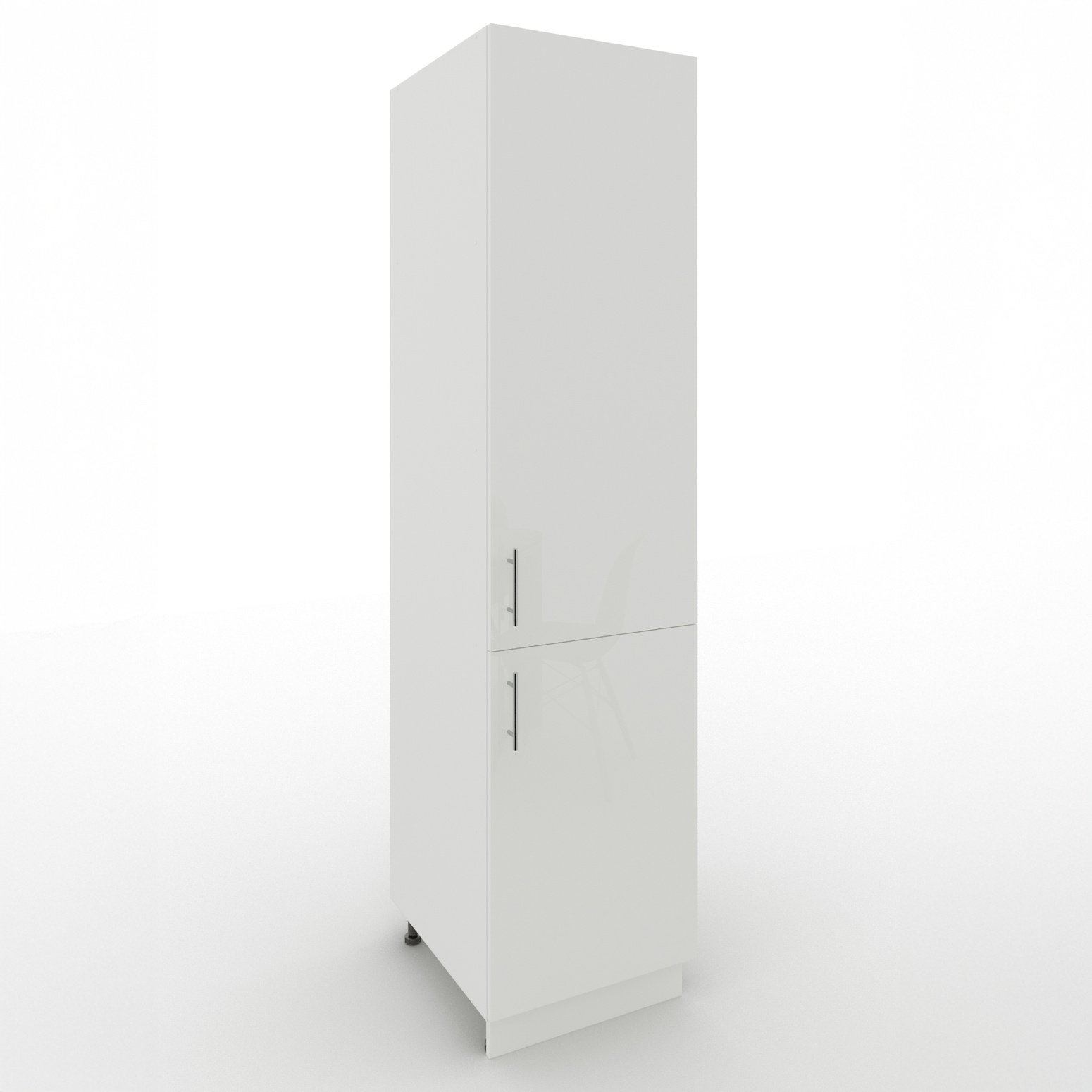 JD Greta 500mm Adjustable Leg Tall Larder Cabinet with 2 Doors - White Gloss