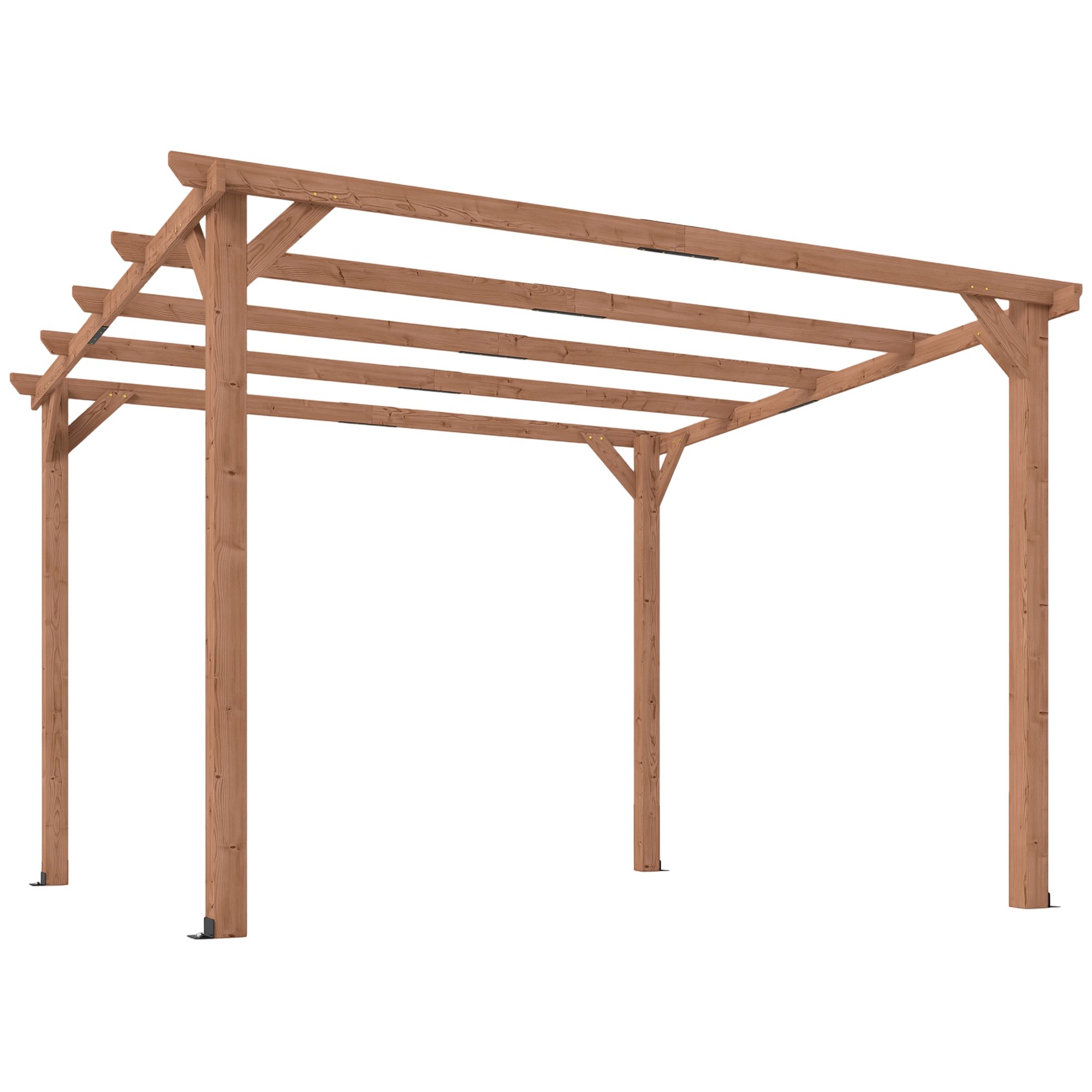 Outsunny 3 x 3m Fir Wood 5 Beam Trellis Pergola – Brown