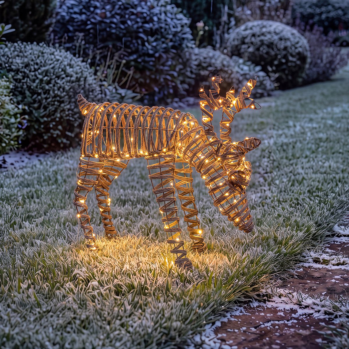 Charles Bentley Small Rattan Light Up Reindeer