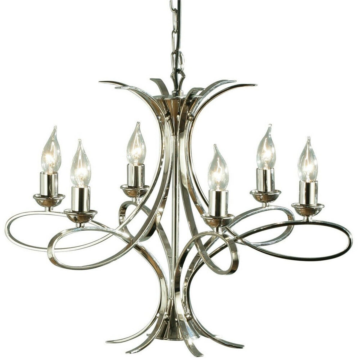 Loops Direct Steel 6-Light Pendant Chandelier - Polished Nickel