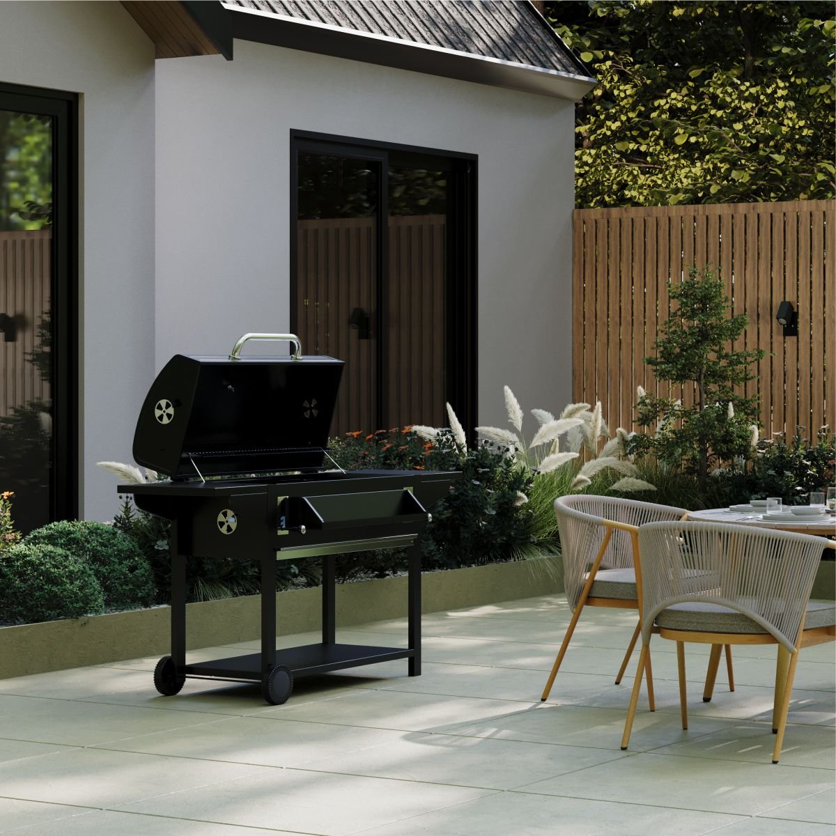 Charles Bentley Ottimo 635 Charcoal BBQ with Thermometer - Black