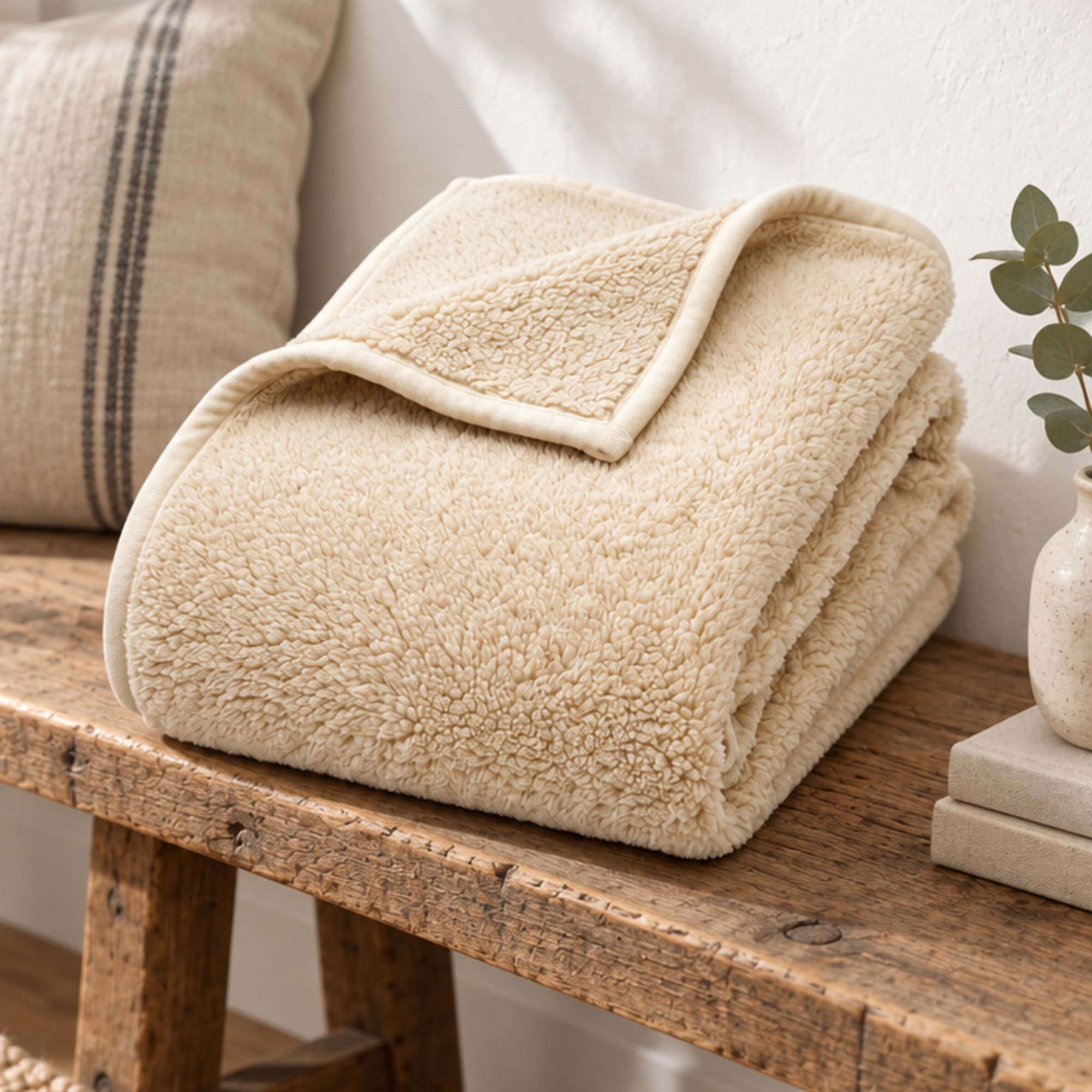 Deyongs Luxury Soft Teddy Fleece Throw Blanket 130x170cm Borgan - Cream