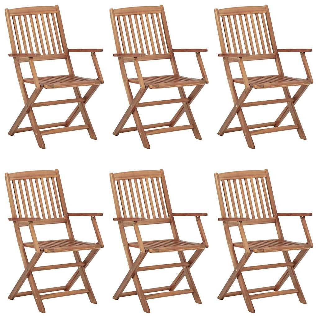 Walplus 6 Piece Solid Acacia Wood Folding Chairs - Brown
