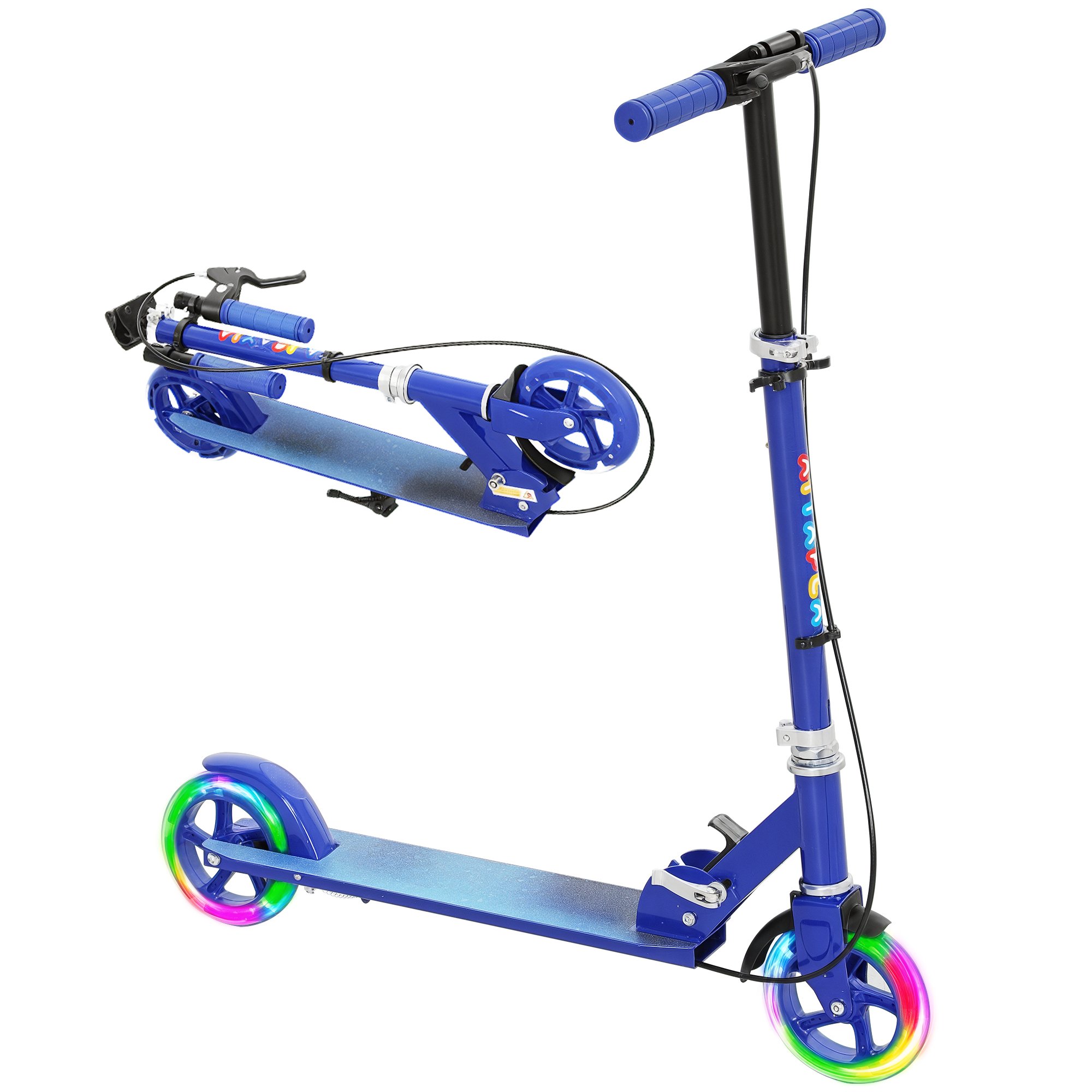 AIYAPLAY 3 to 8 Years Folding and Adjustable Light Up Kick Scooter – Blue