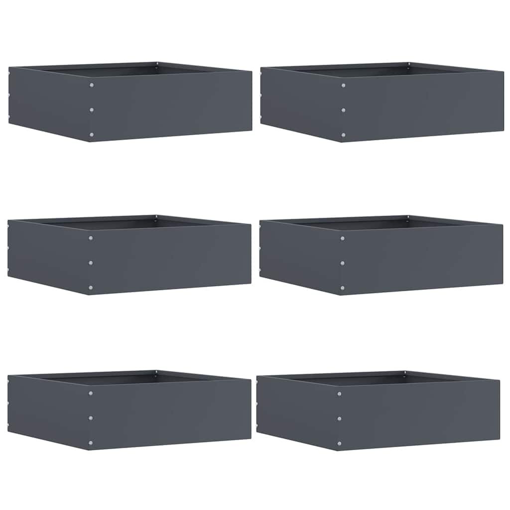 Walplus Pack of 6 Steel Lawn Edging - Anthracite - 40 x 40 x 13 cm