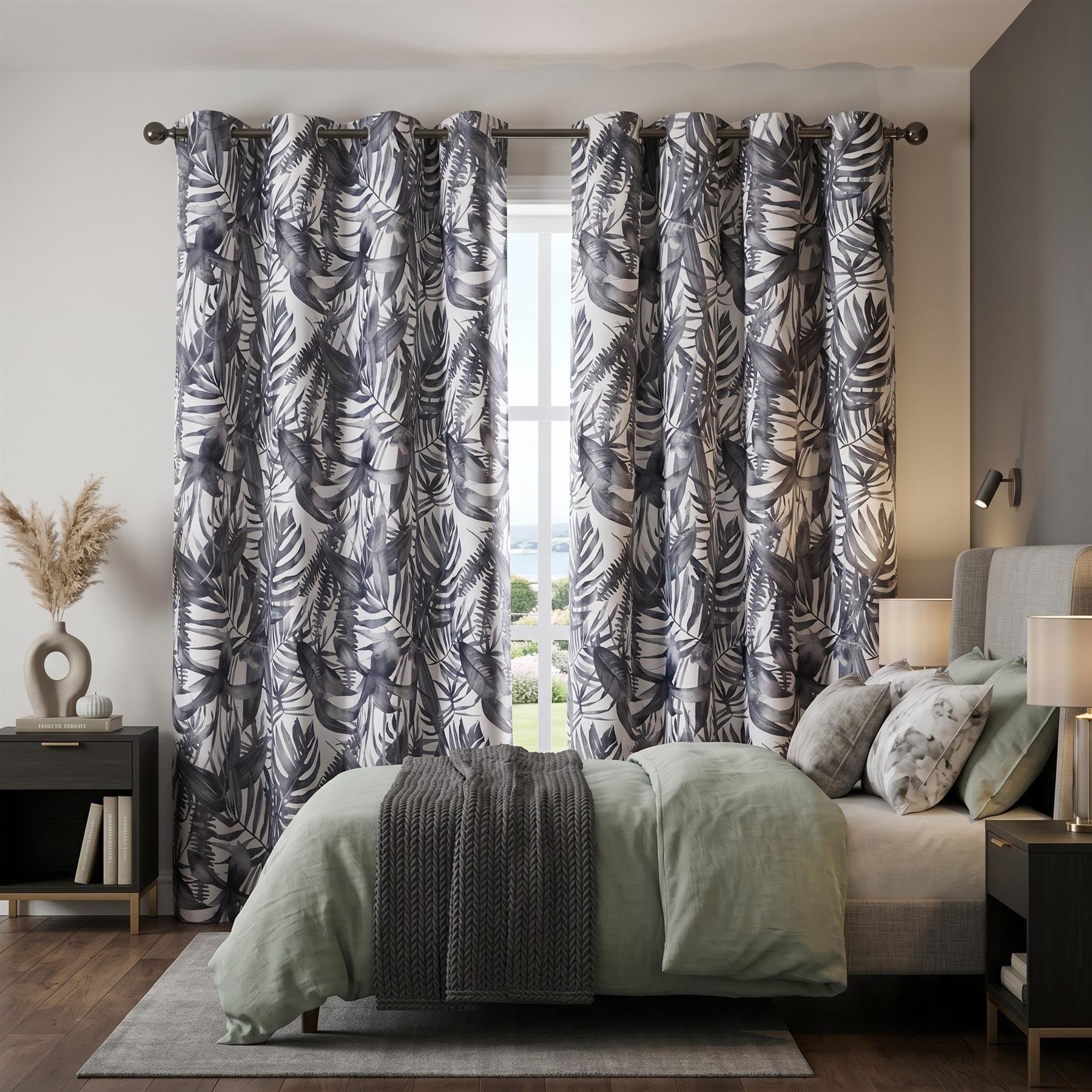 Luxury Living Mala Room Darkening Eyelet Curtains 168cm x 137cm - Charcoal