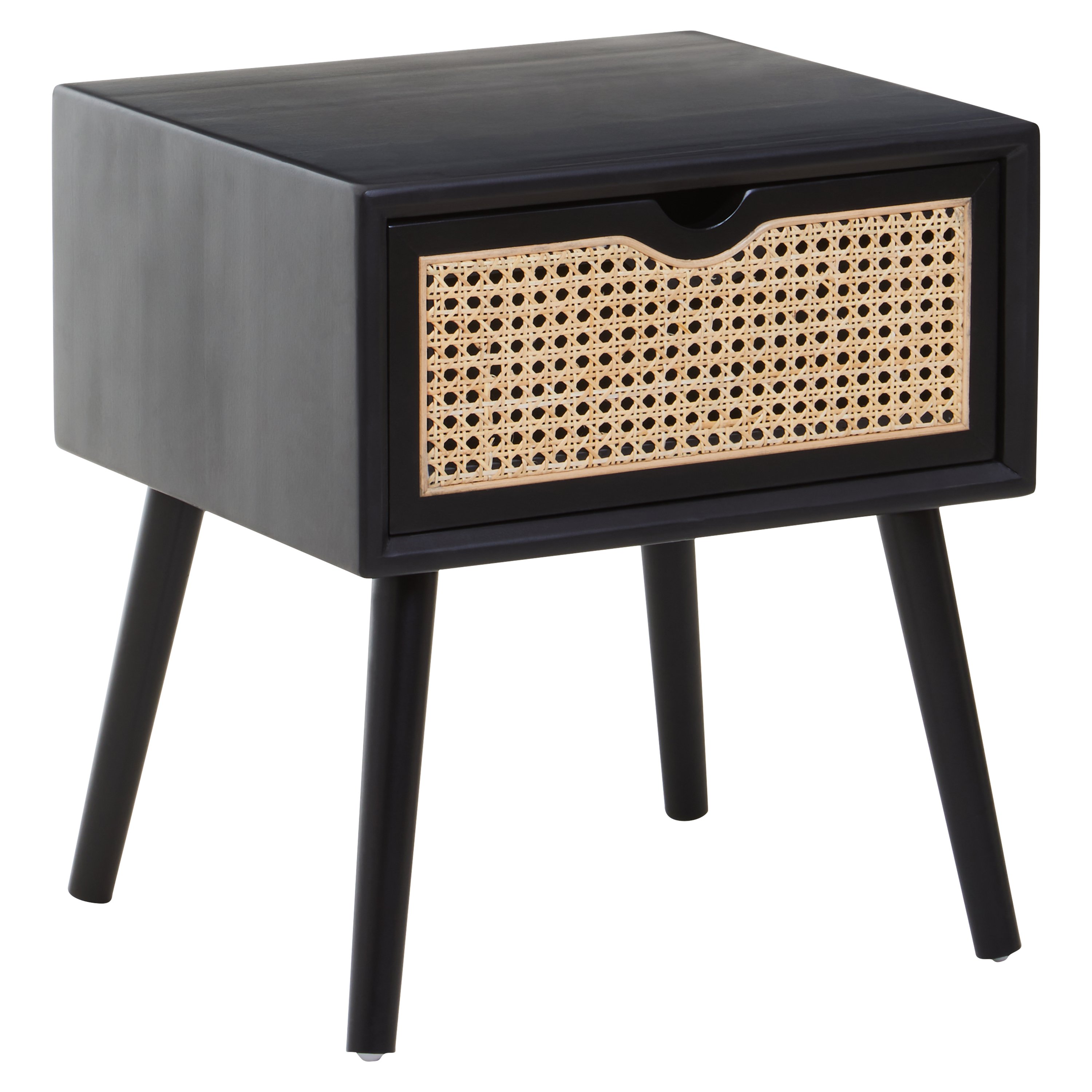 Orsina Cebu Rattan Drawer Side Table – Black & Natural