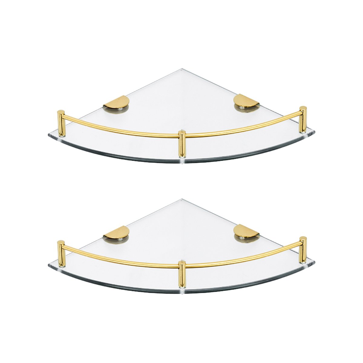 Living and Home 2Pcs Wall Mounted Glass Corner Shower Caddy- Gold