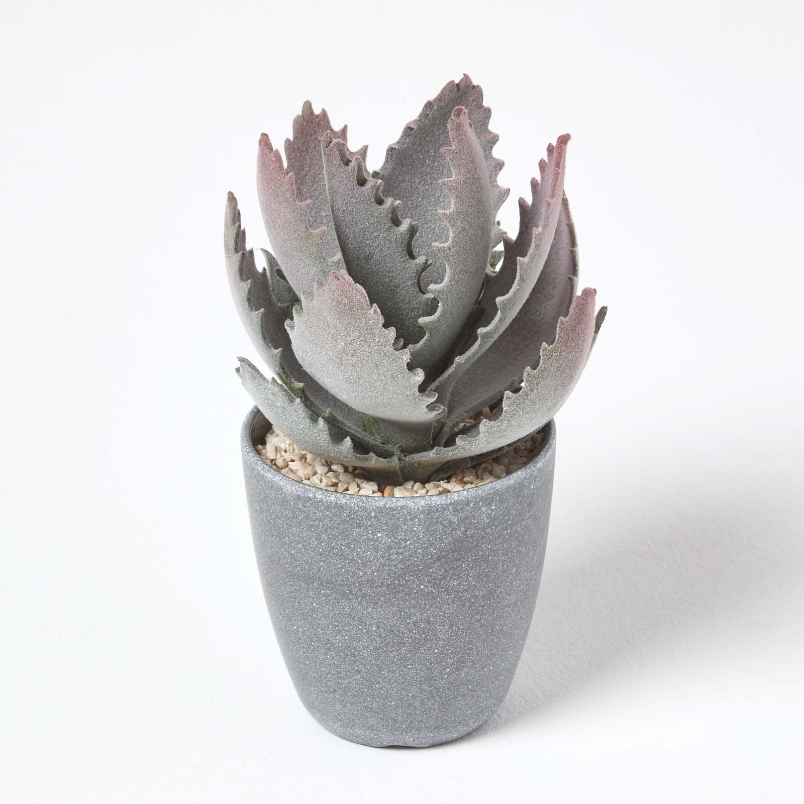 Homescapes Handcrafted Artificial Aloe Vera Plant in Melamine Pot - Grey