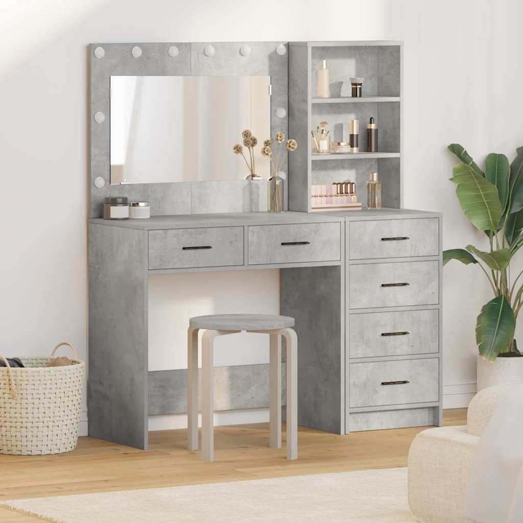 Walplus 2 Piece Engineered Wood Dressing Table - Grey - 78.5 x 41 x 135 cm
