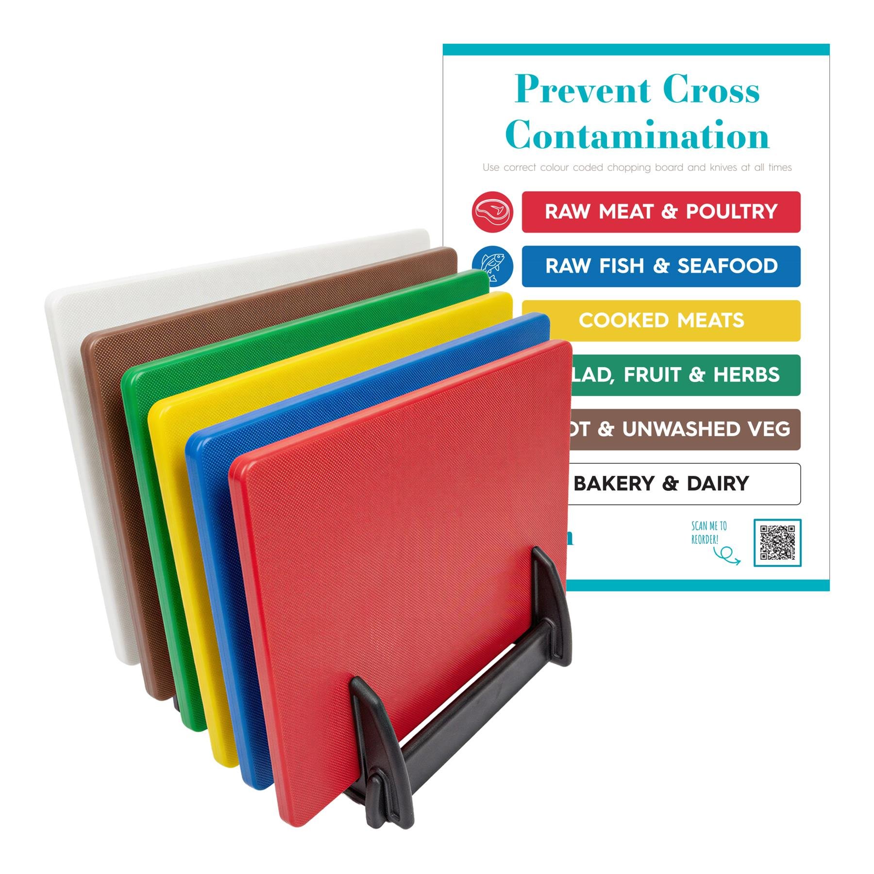 Argon Tableware 6 Piece Plastic Chopping Board Set with Stand - Multicolour