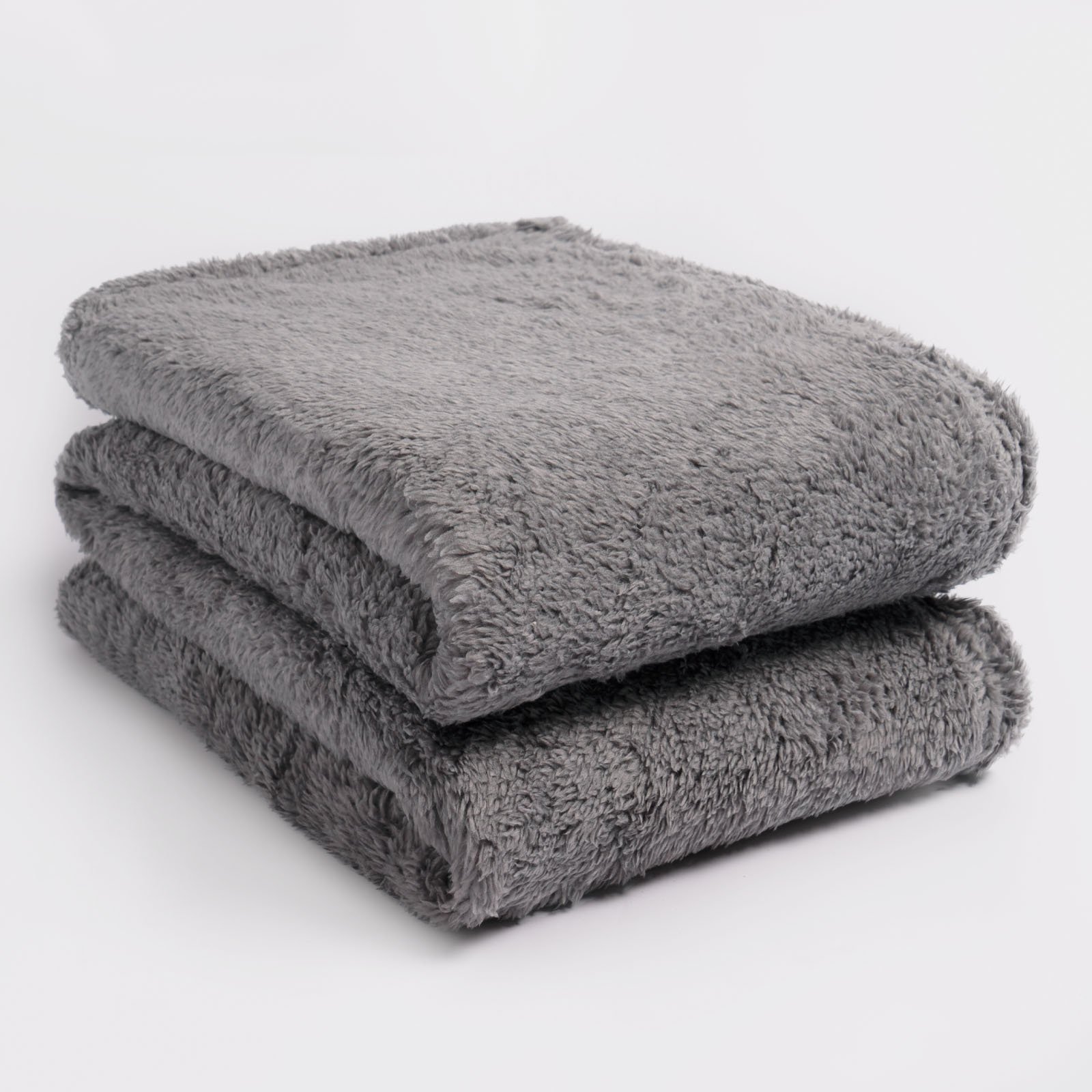 OHS Teddy Fleece Blanket Throw - 125 x 150cm - Charcoal