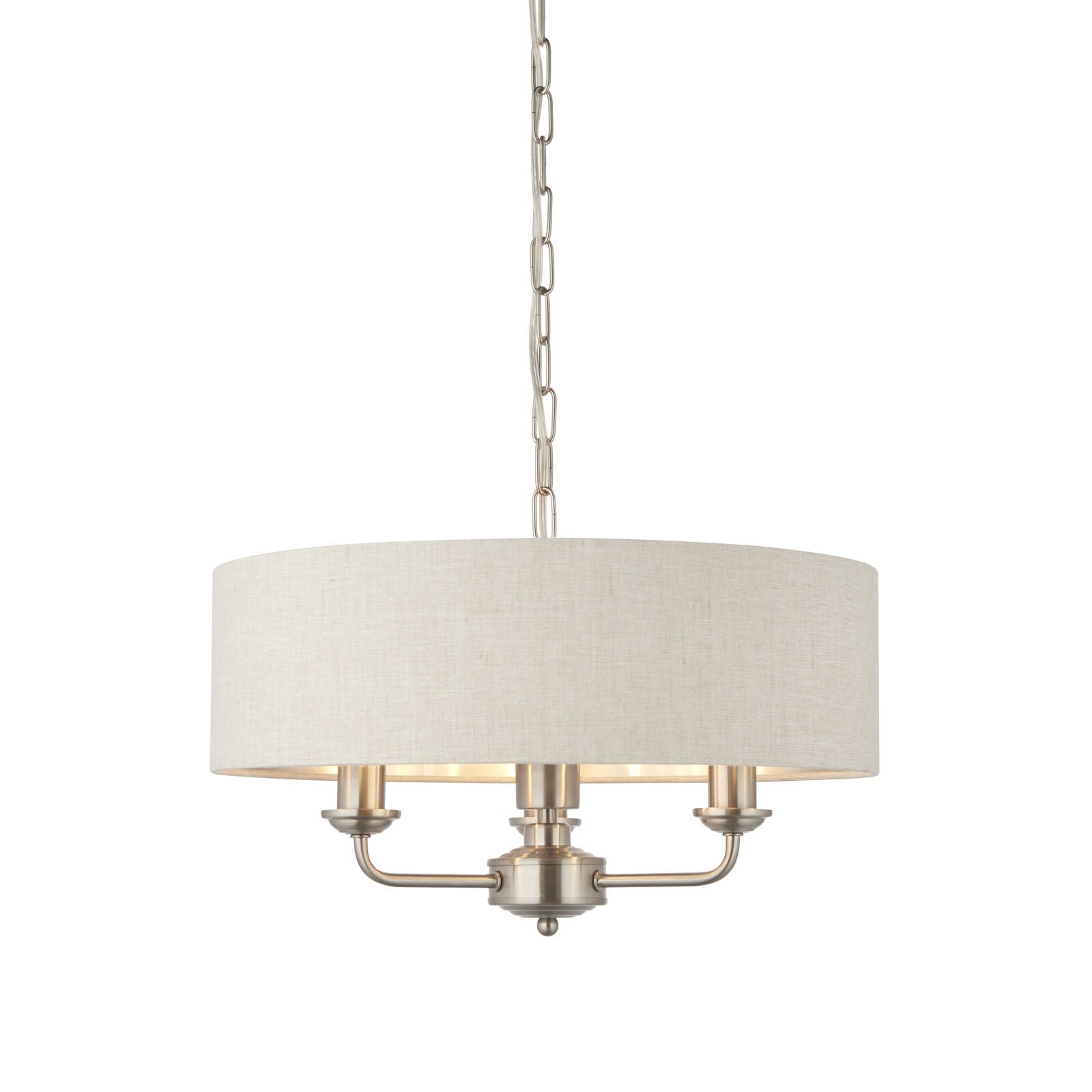 Loops Direct Brushed Chrome Pendant Light - Natural Linen