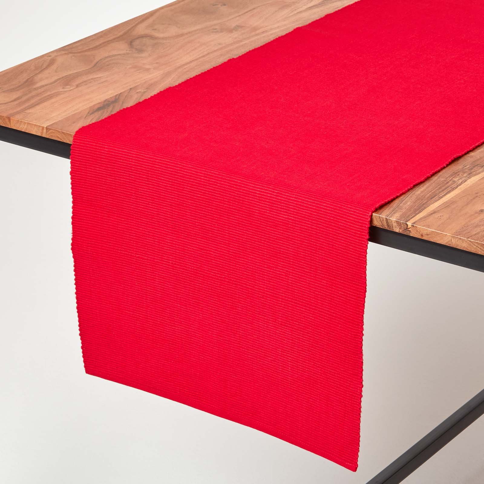 Homescapes Cotton Plain Table Runner - 44 x 178 cm - Red