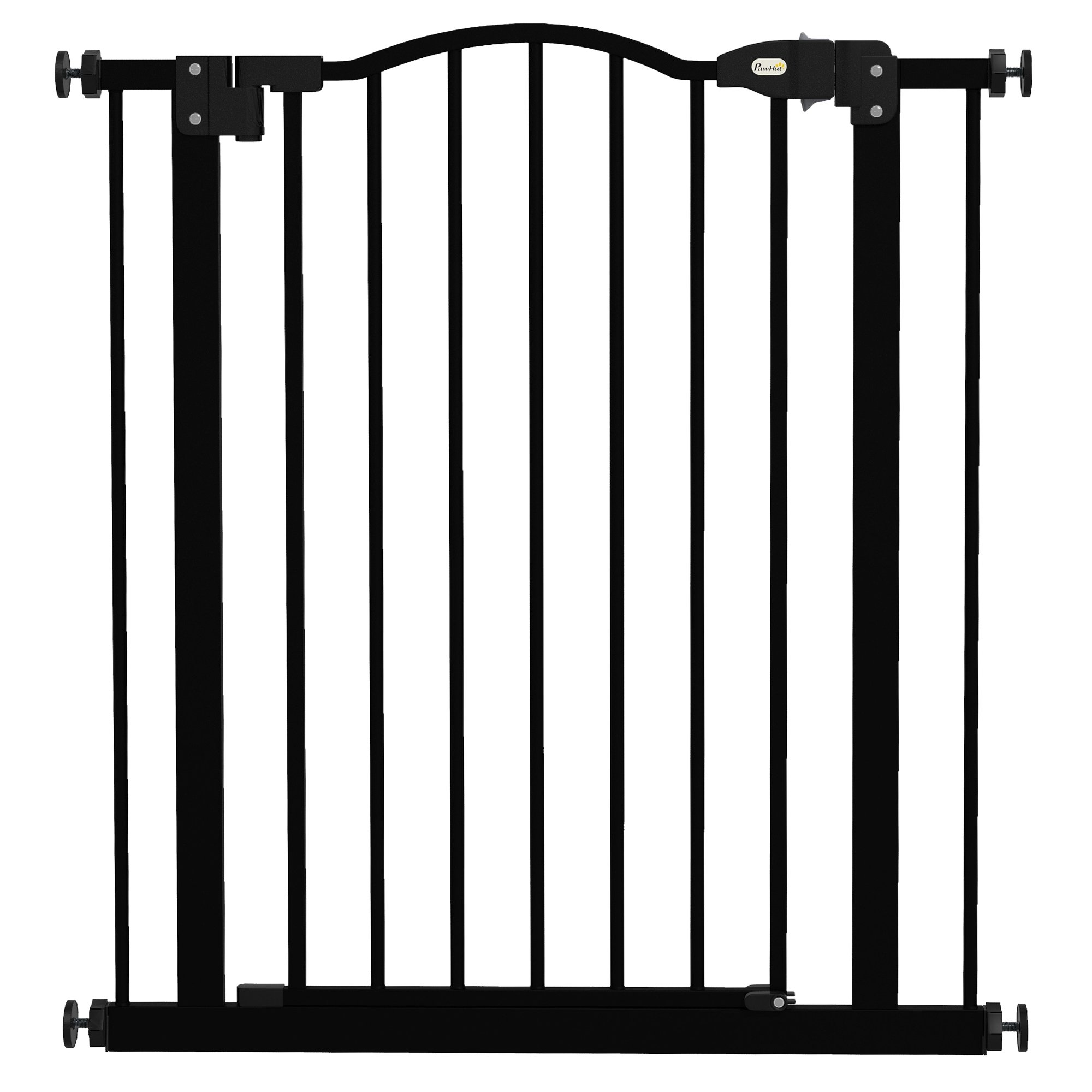 PawHut Pressure Fit Auto Close Dog Stair Gate - 74-80cm x 78cm - Black