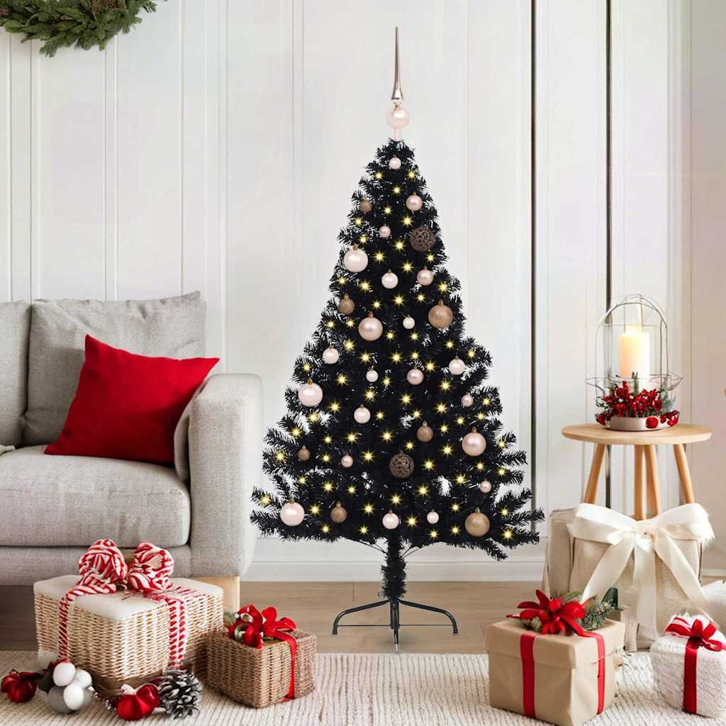 Walplus 150 LED Bulb Lights Pre-lit Artificial Christmas Tree - Black - 150 cm