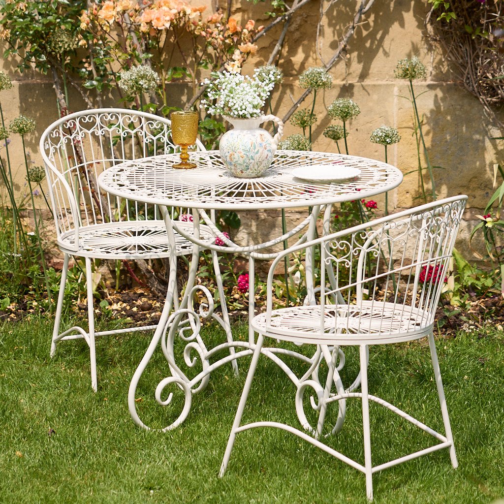 Dibor Cast Iron Bistro Garden Furniture Set - White