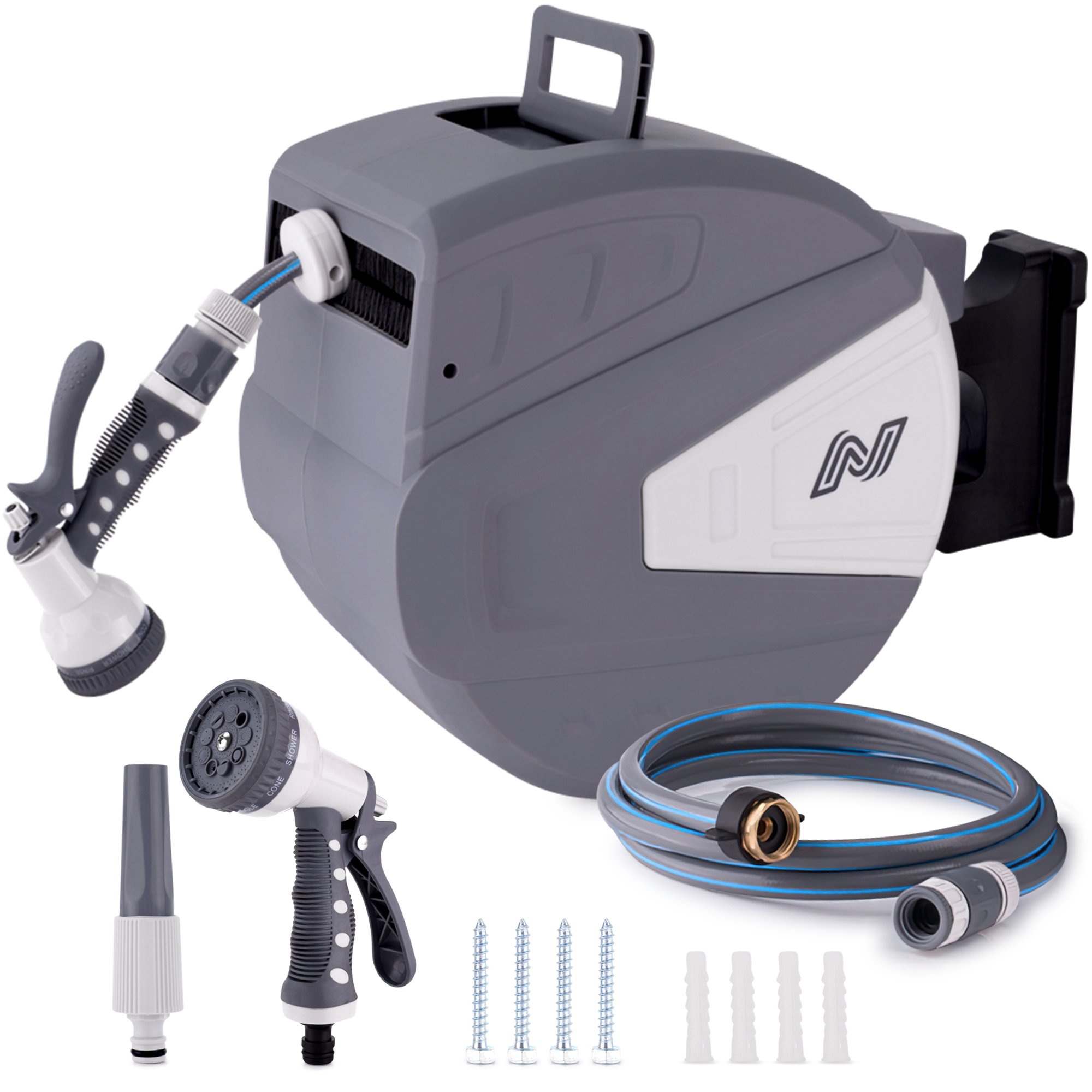 NETTA 40m Retractable Garden Hose Reel - Grey