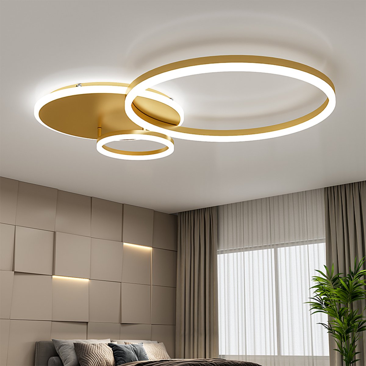 Living and Home LED Loop Ceiling Light - Gold