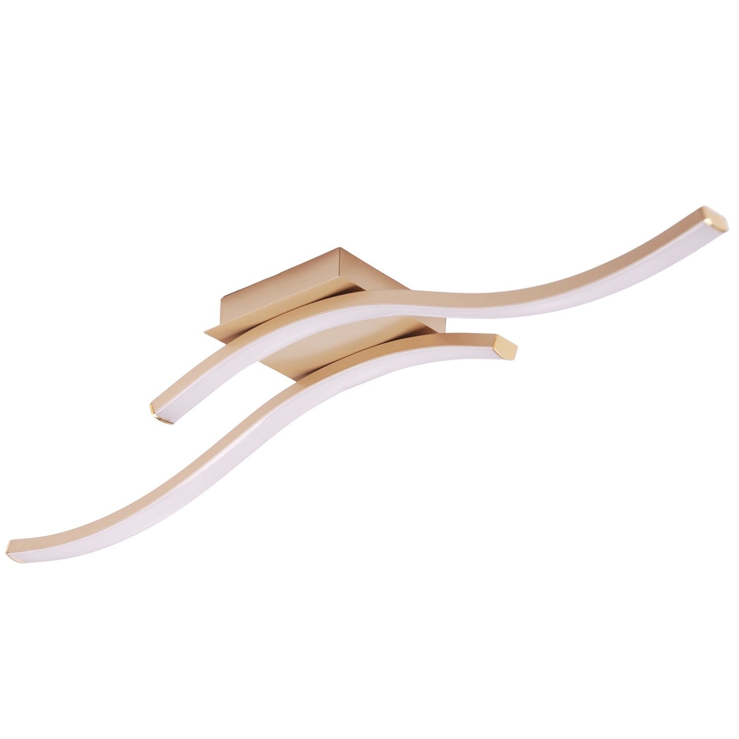 Happy Homewares Gold Double Wavy Strip Flush LED Powered Ceiling Light - 67cm