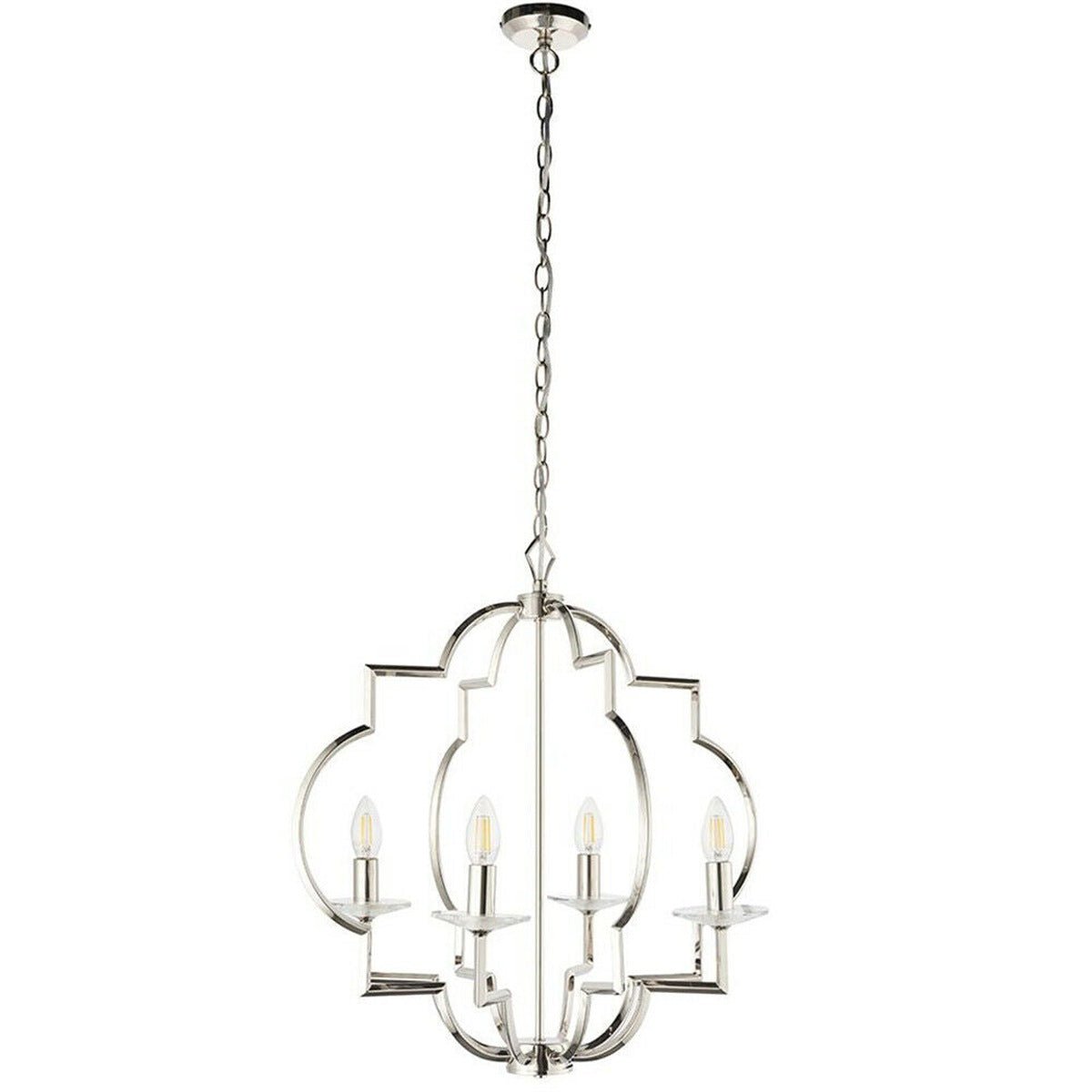 Loops Direct Steel and Crystal Ceiling Pendant Light - Polished Nickel