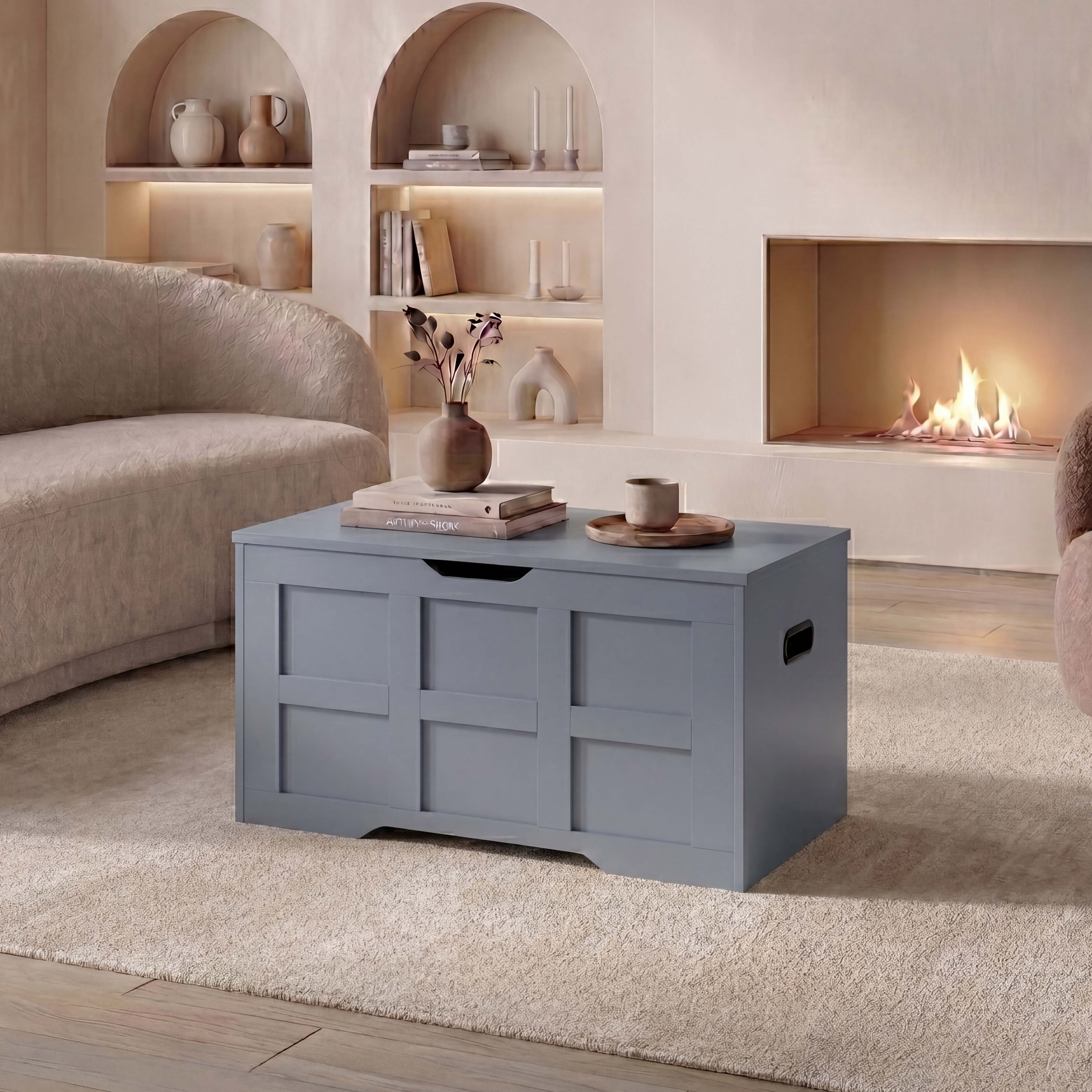 Vida Designs Small Storage Ottoman - Grey
