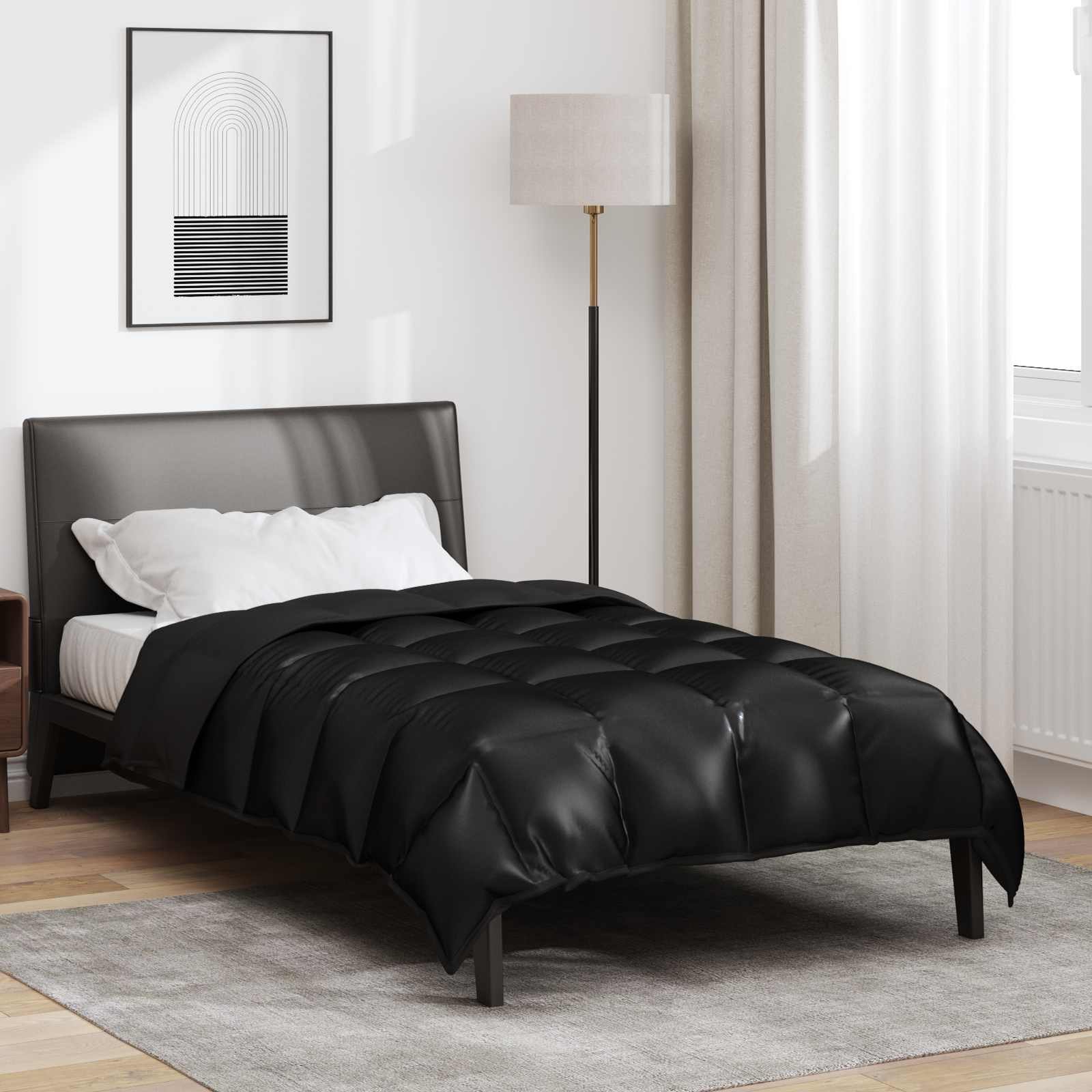 Walplus Winter Duvet Satin and Microfibre - Black - 135 x 200 cm