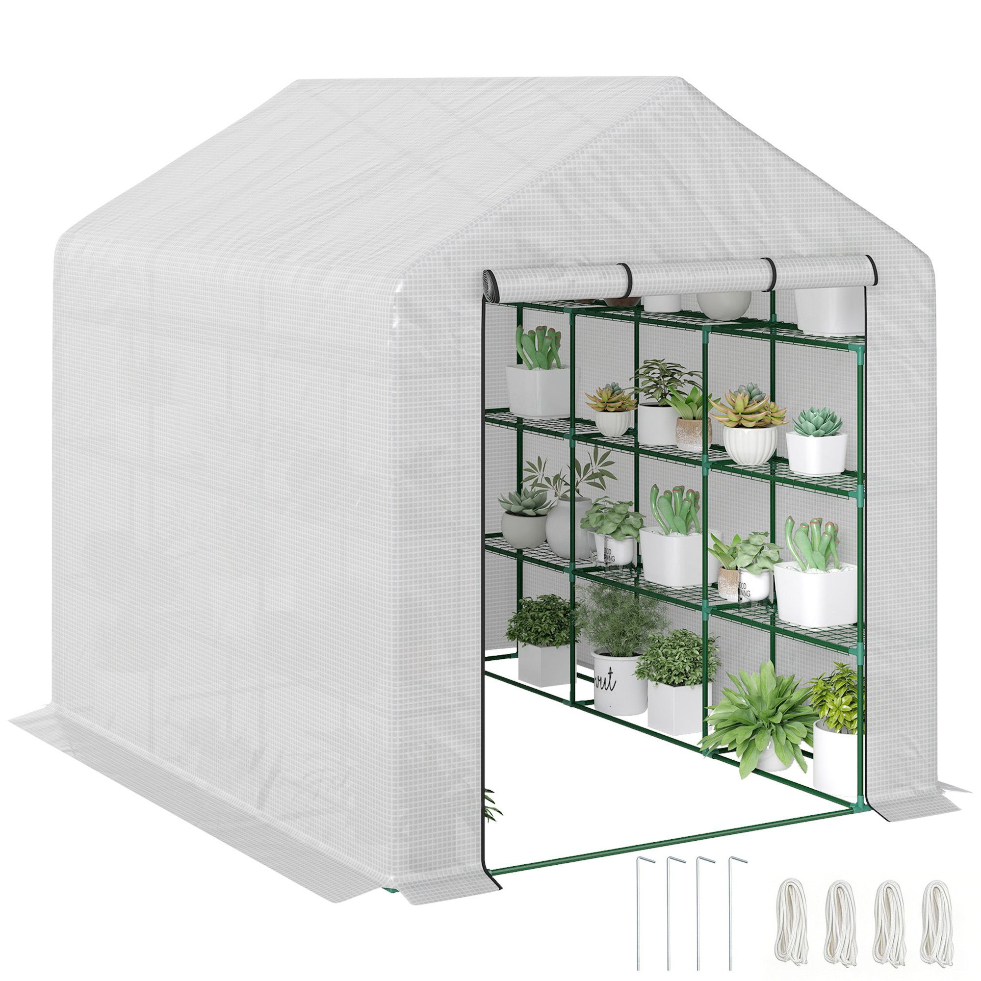 Outsunny Walk-in Greenhouse – White