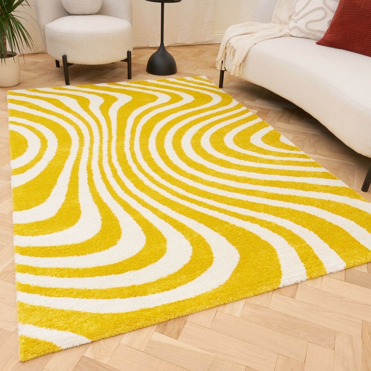 The Rugs White and Yellow Joli Striped Rug - 80 x 150cm