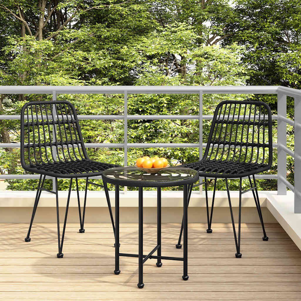 Walplus Pack of 2 Steel Garden Chairs - Black - 48 x 62 x 84 cm