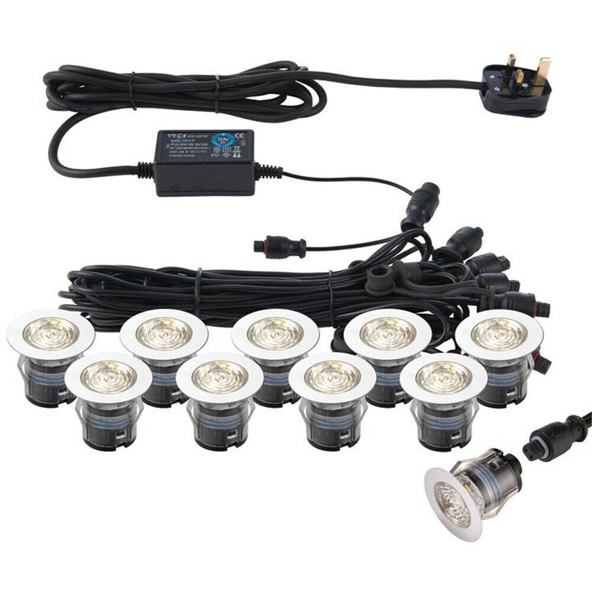 Loops Direct 3.5cm LED Decking Plinth Light Kit - Stainless Steel