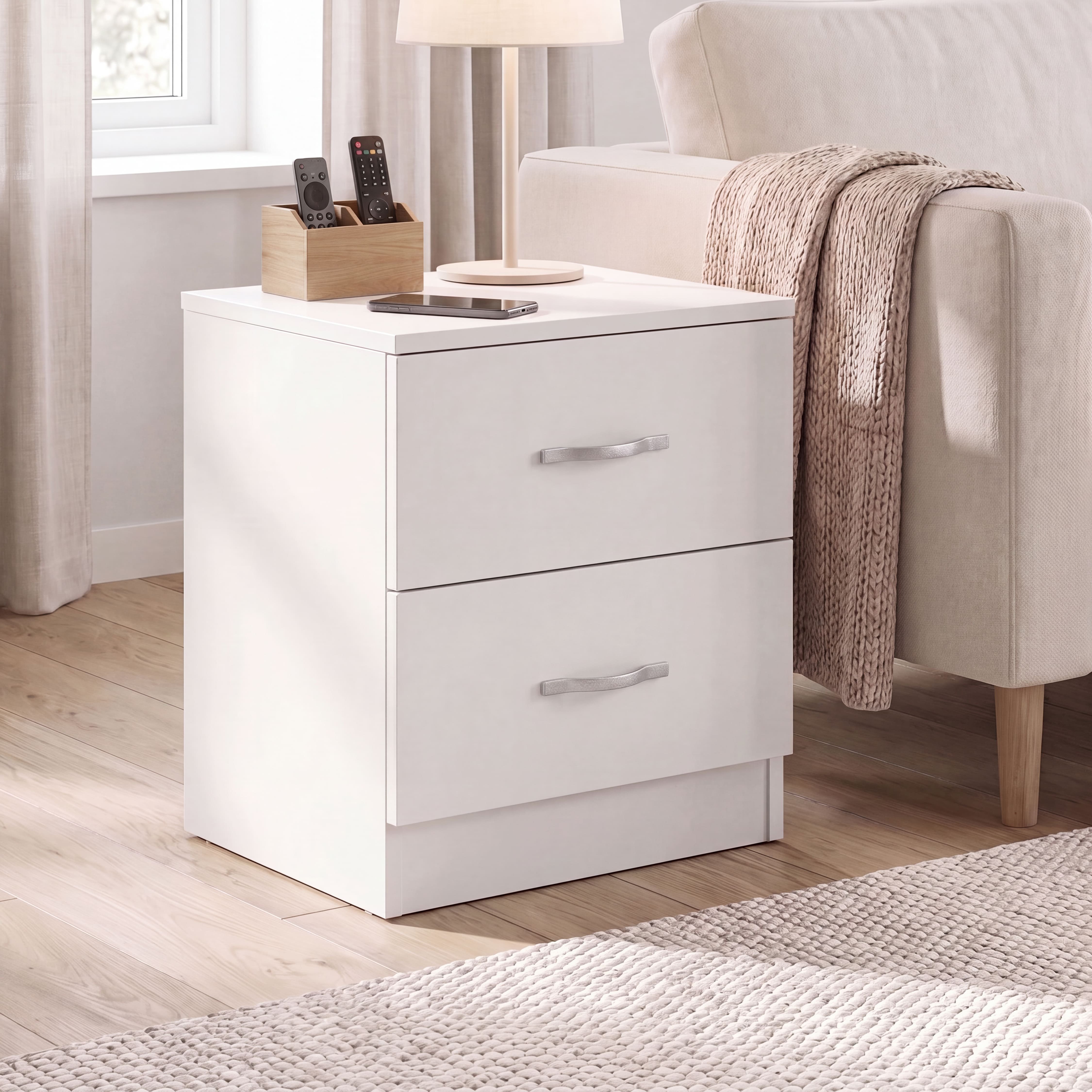 Vida Designs Riano 2 Drawer Bedside Chest - White
