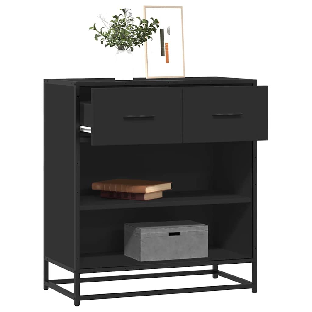 Walplus Engineered Wood Storage Cabinet Sideboard - Black - 68 x 35 x 76 cm