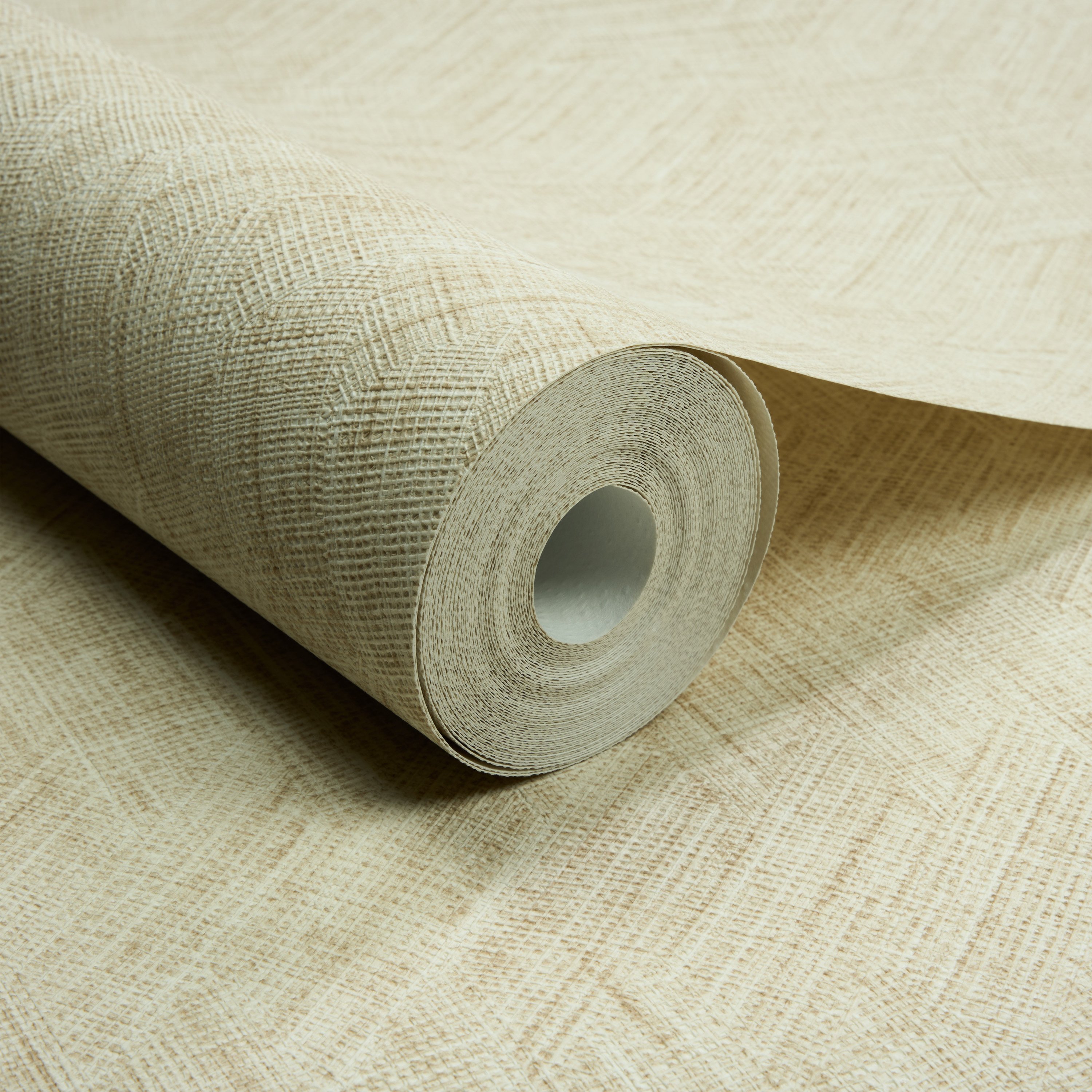 Grandeco Yuno Geometric Fabric Diamond Weave Textured Wallpaper - Neutral
