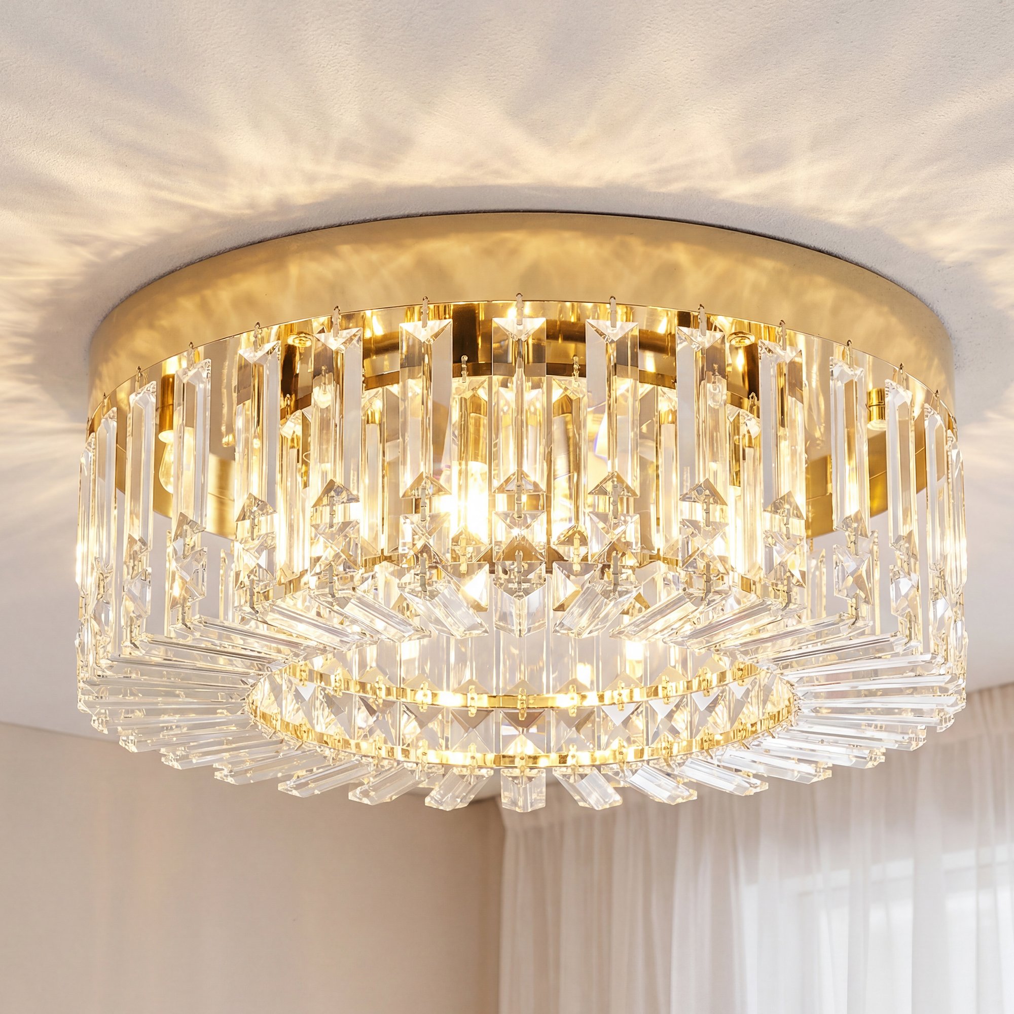 HOMCOM Crystal Chandeliers Ceiling Light with 160 Crystal Pendants - Gold Tone