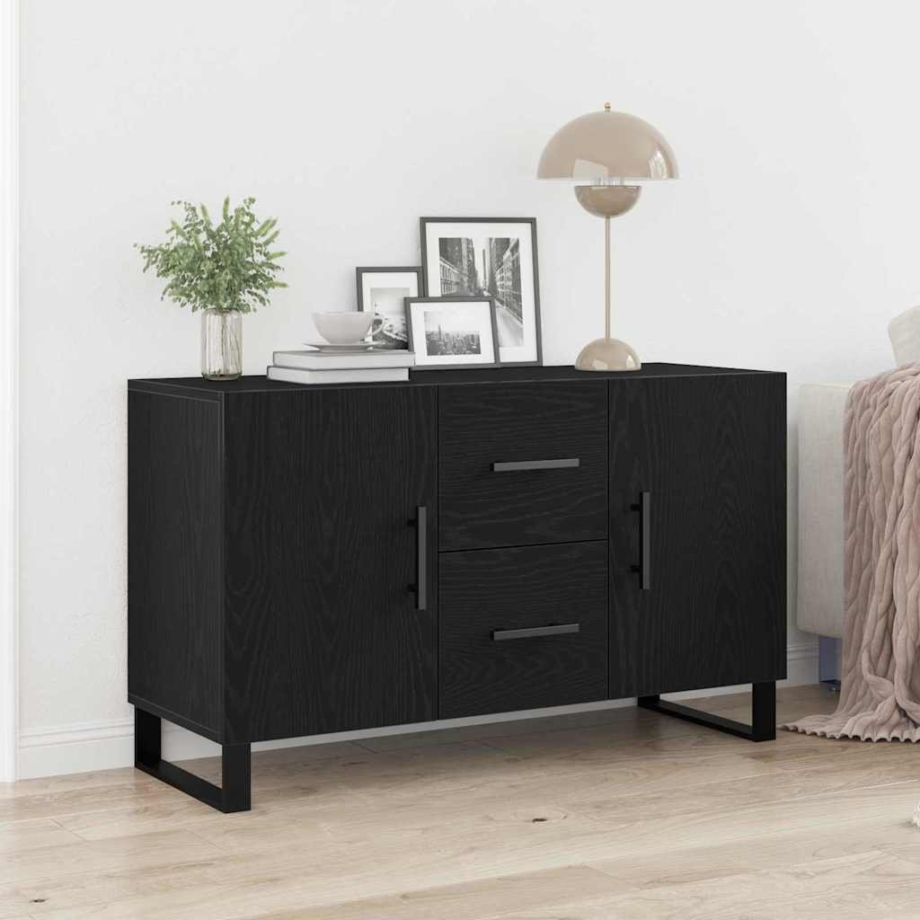 Walplus Engineered Wood Sideboard - Black Oak - 100 x 36 x 60 cm