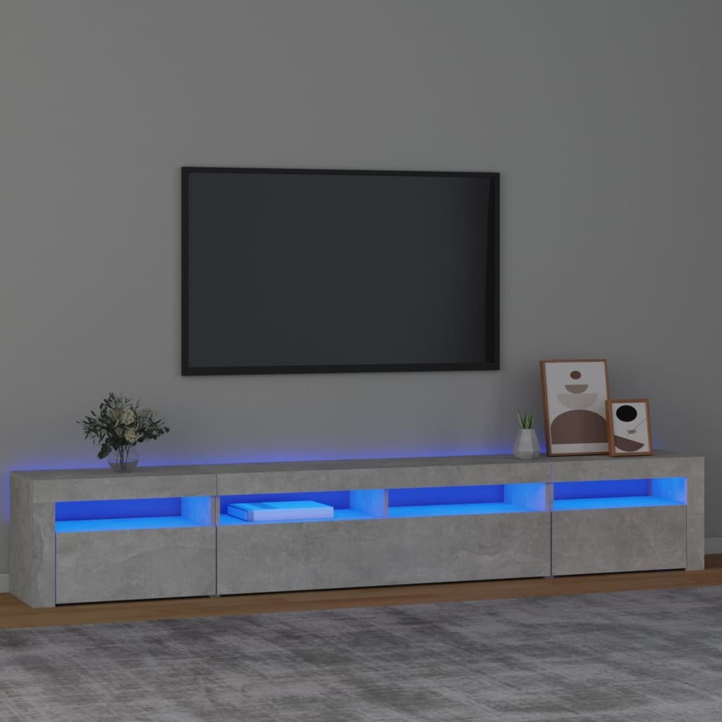 Walplus Engineered Wood RGB LED TV Cabinet - Concrete Grey - 240 x 35 x 40 cm
