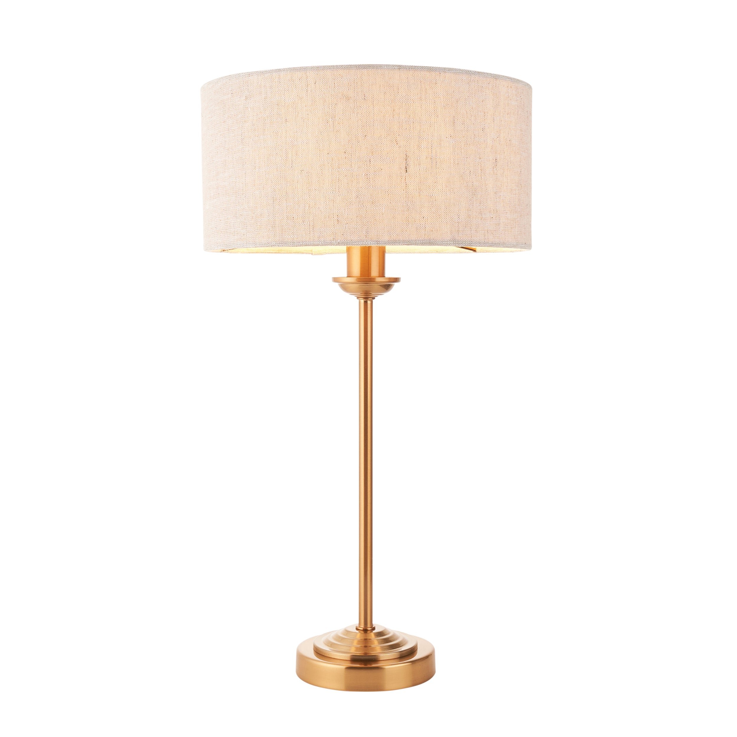 Loops Direct Highclere Table Lamp - Vintage Brass and Natural Linen
