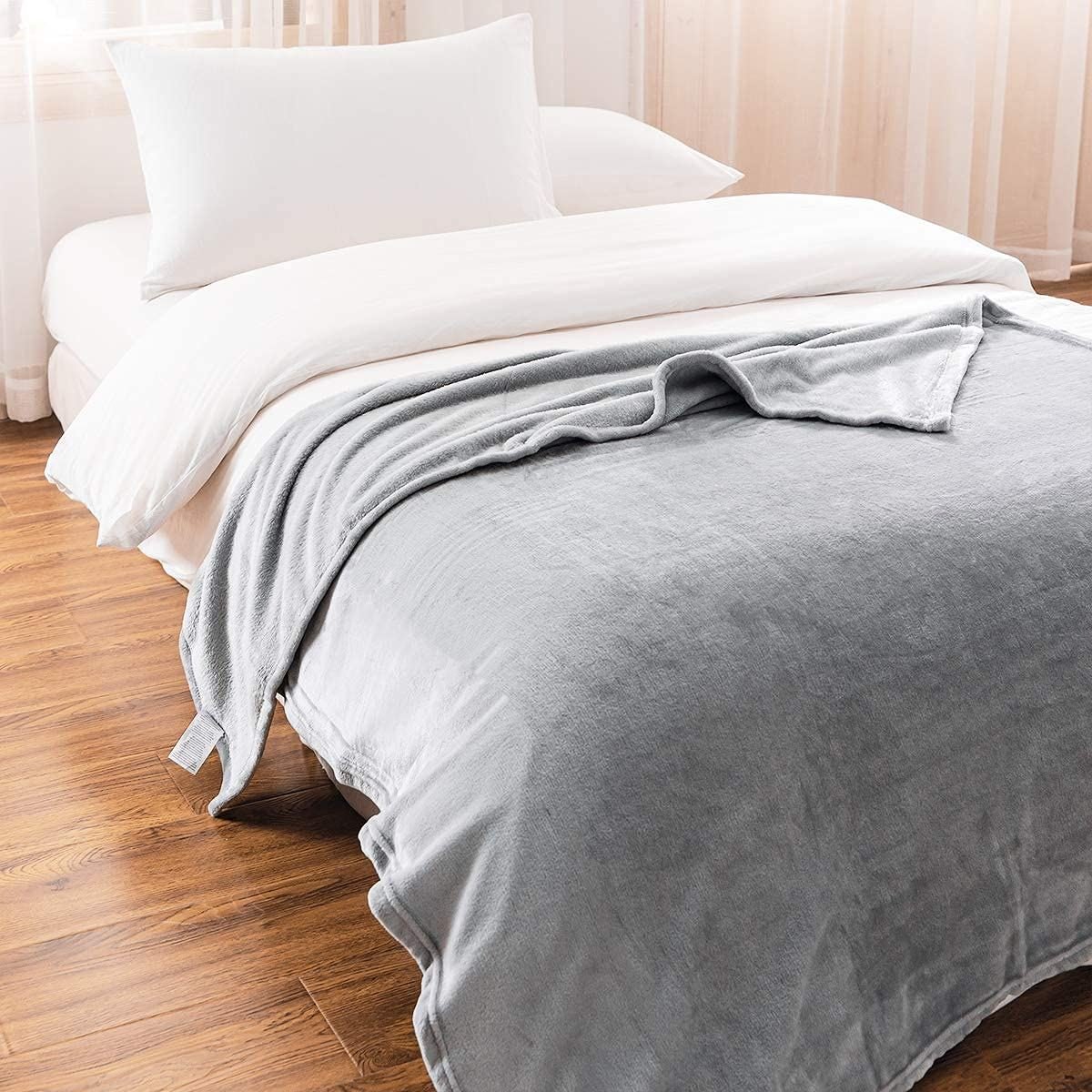 Keplin Flannel Fleece Throw Blanket - Single 130 x 150cm - Silver Grey