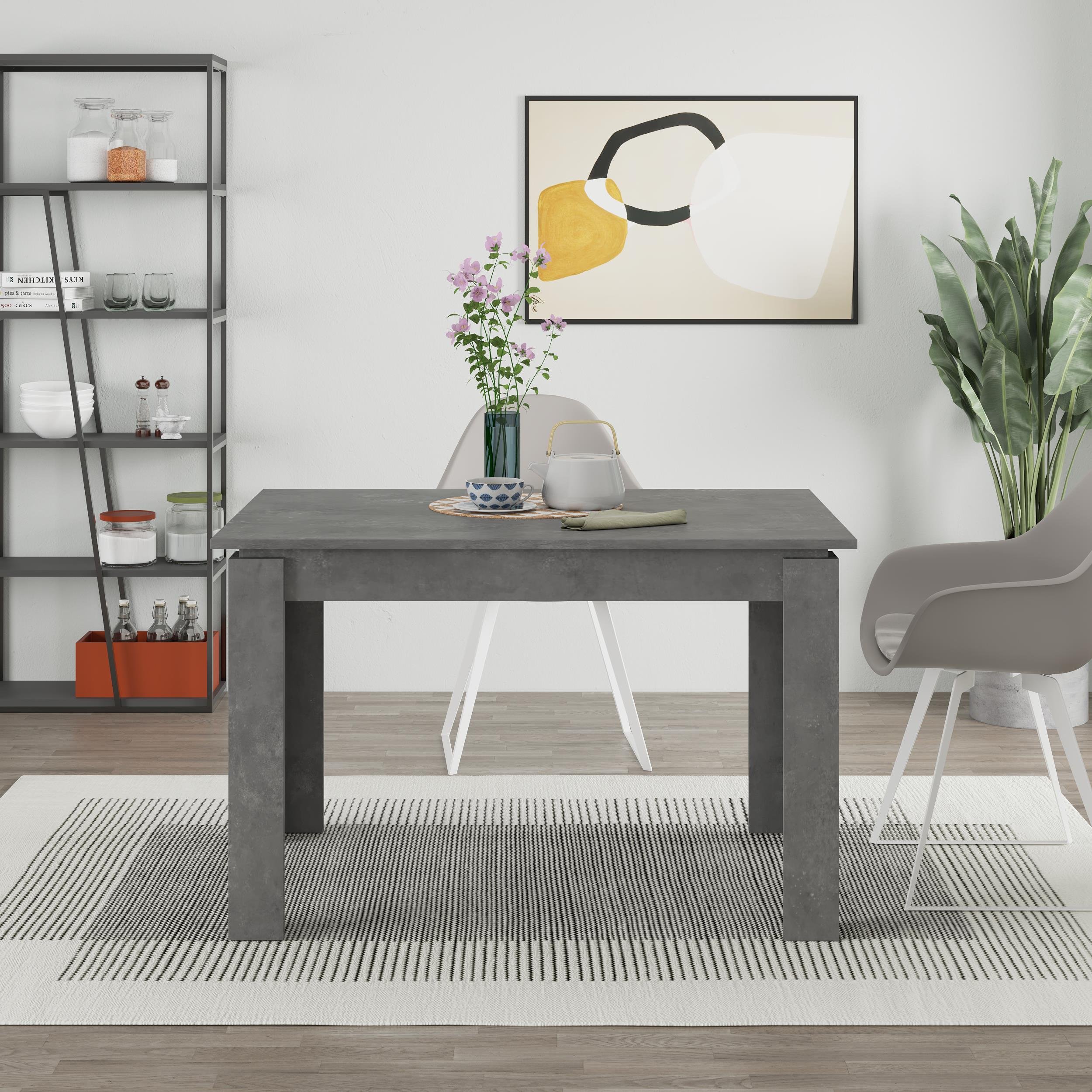 Decortie Tolmen Wood-Effect Extendable Dining Table - Grey