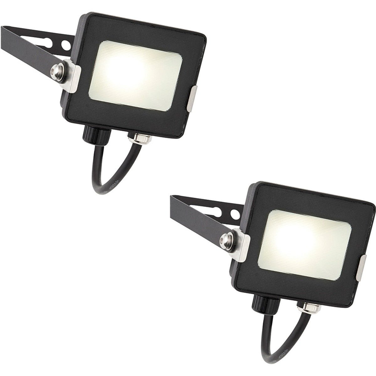 Loops Direct Pack of 2 10W Die Cast Aluminium LED Floodlight - Matt Black