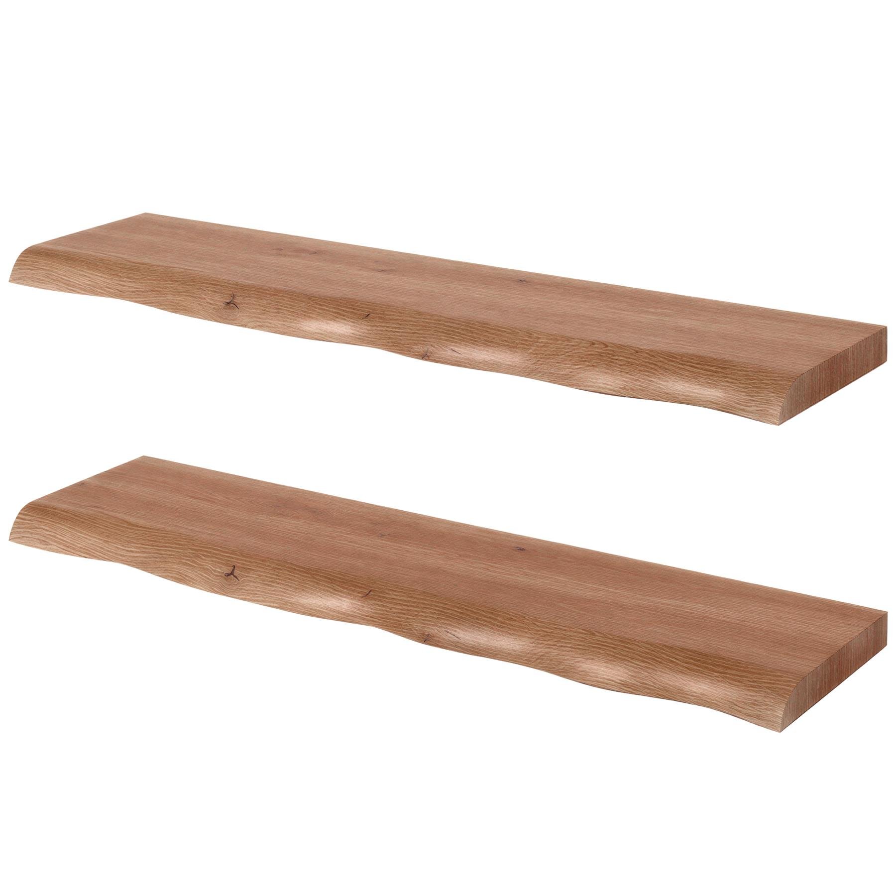 Harbour Housewares 80cm Wooden Live Edge Floating Shelves Pack of 2 - Walnut