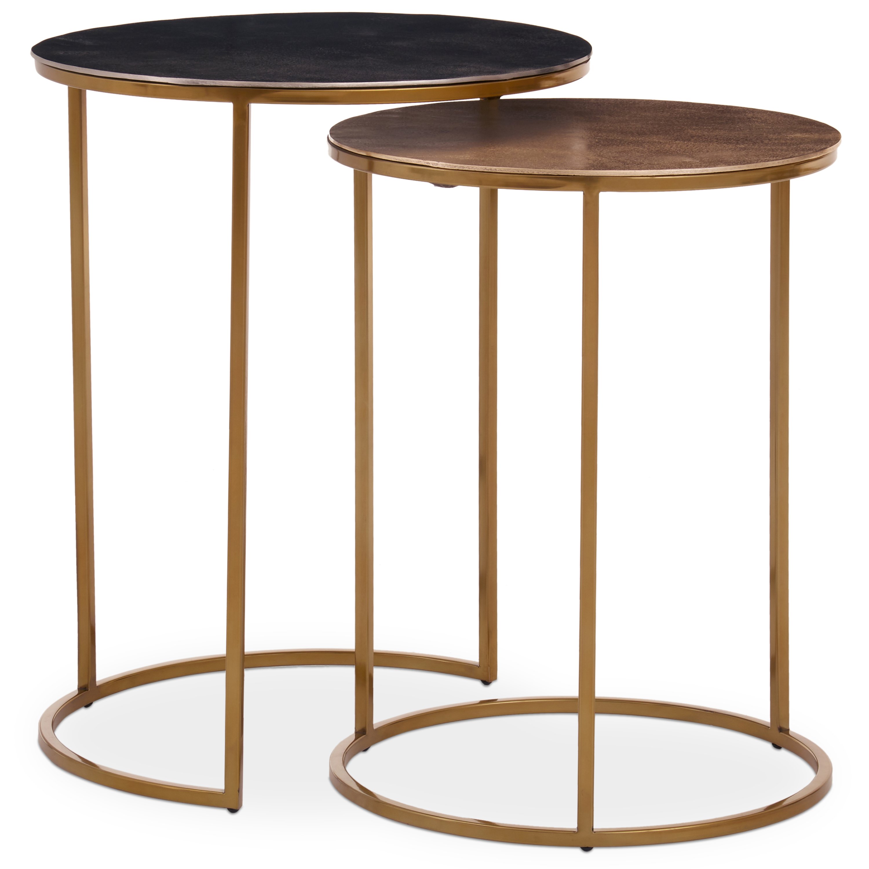 Orsina Amira and Zinc Set of 2 Nesting Tables – Gold