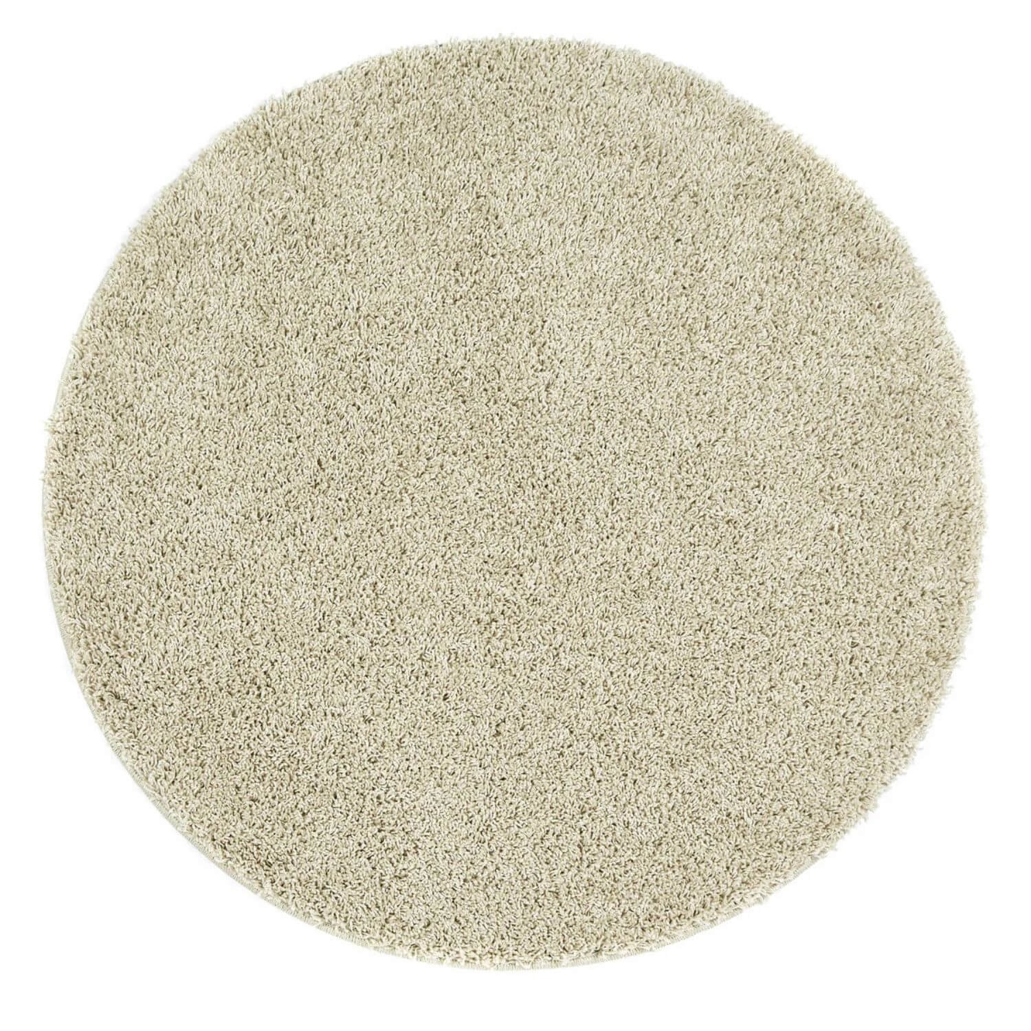 The Rugs Beige Plain Round Shaggy Rug - 100cm