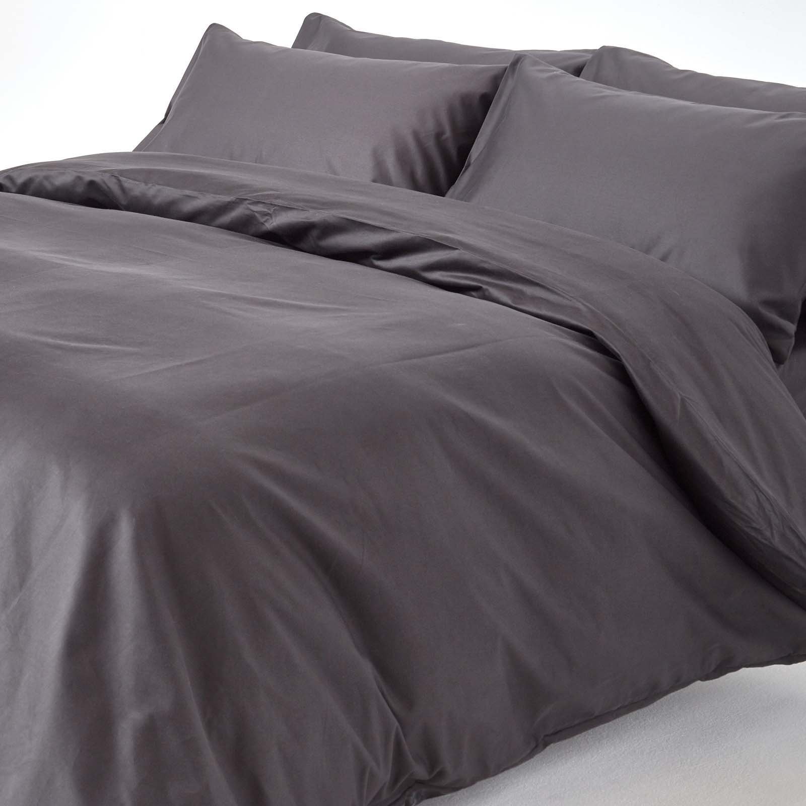 Homescapes Egyptian Cotton Dark Grey Sateen Bedding Set - Super King