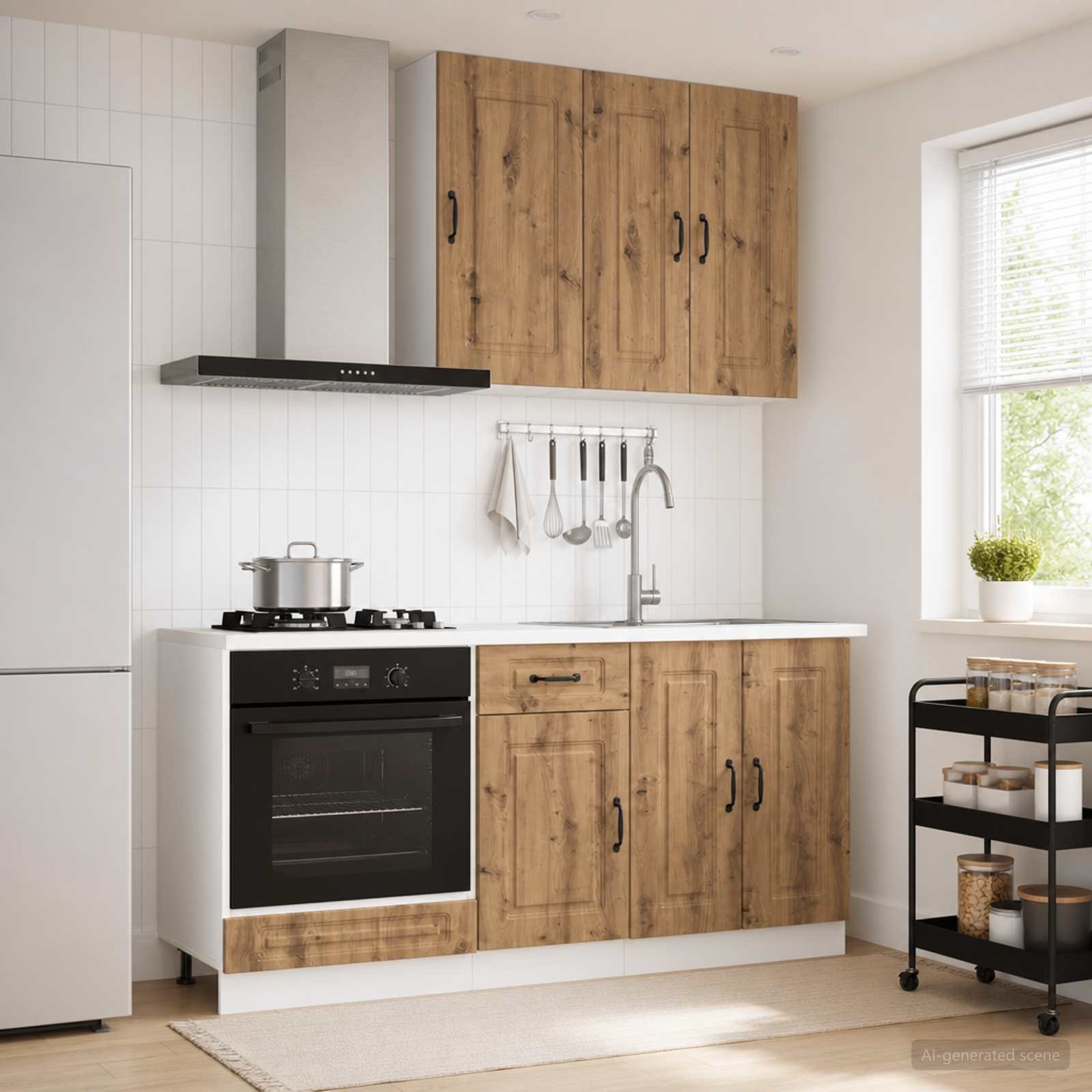 Walplus 5 Piece Engineered Wood Kitchen Unit Set - Artisan Oak