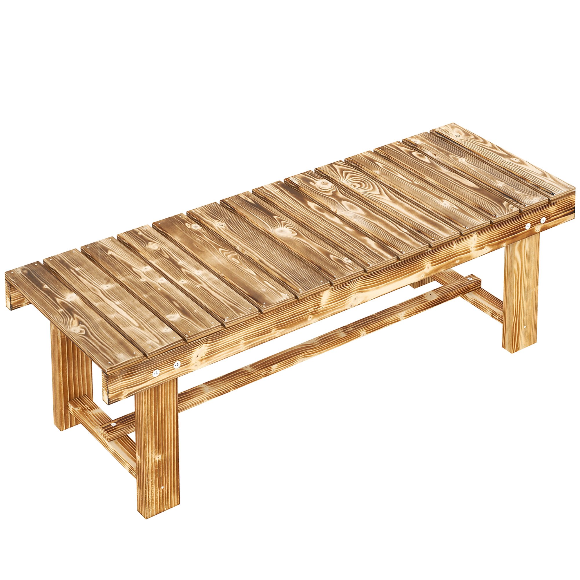 Outsunny 2 Seater Fir Wood Backless Garden Bench - Carbonised